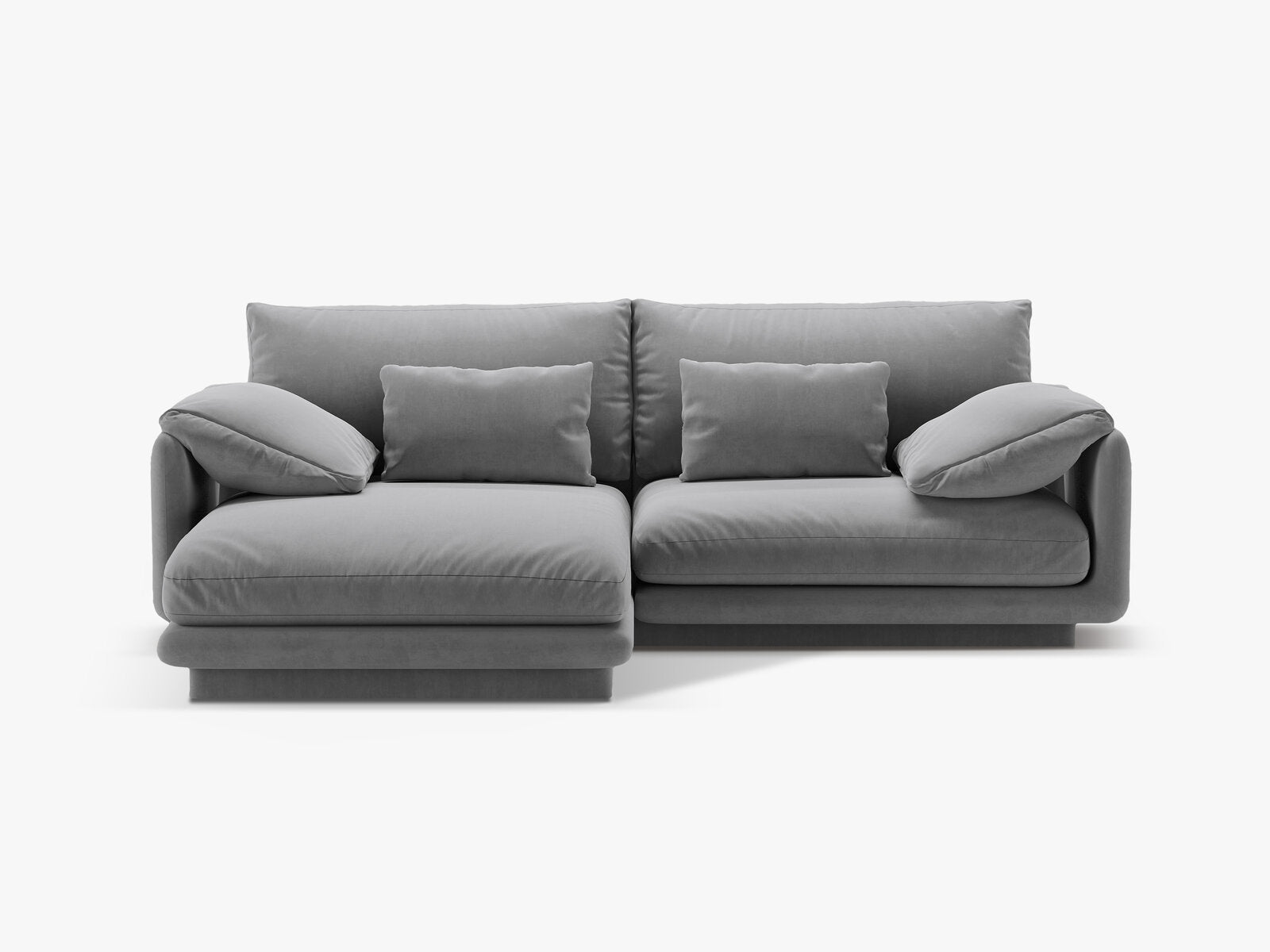 Micadoni Ecksofa Torino 3-Sitzer Links Samt Hellgrau