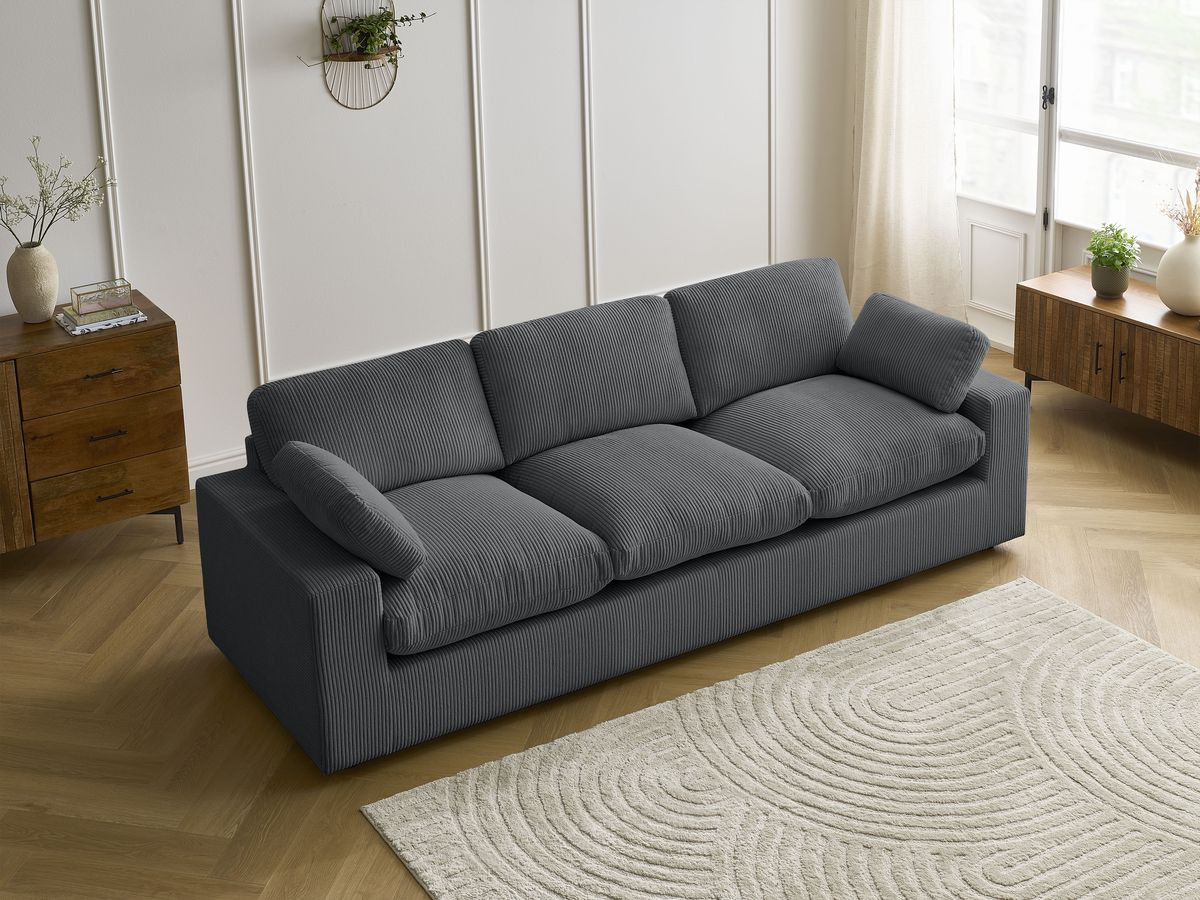 Bobochic Belair Sofa 3-Sitzer 250 × 93 cm Cordsamt Dunkelgrau