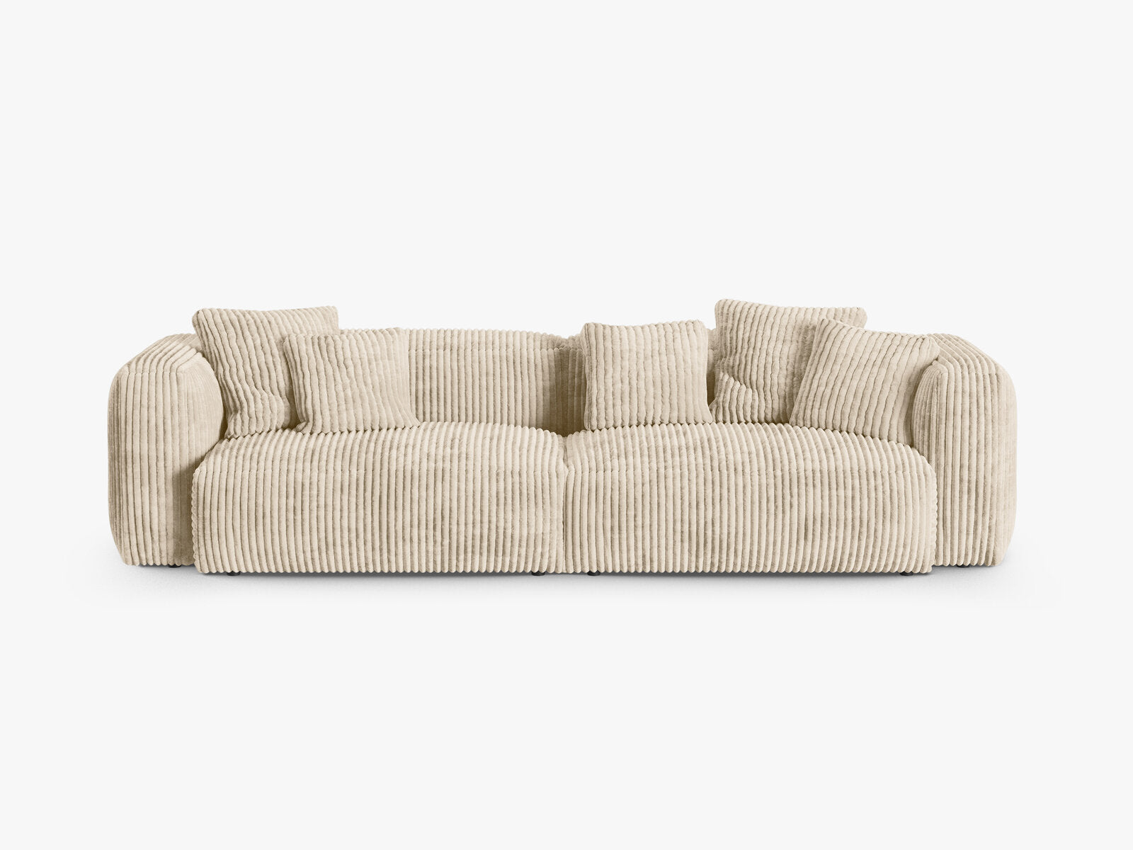 Micadoni Sofa Martina 4-Sitzer 90cm Sitztiefe Kord Tilia Helles Beige