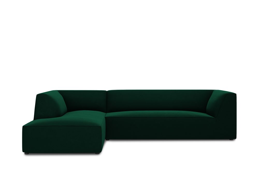 Cosmopolitan Design Ecksofa Siena 4-Sitzer Samt Salvador Flaschengrün Links