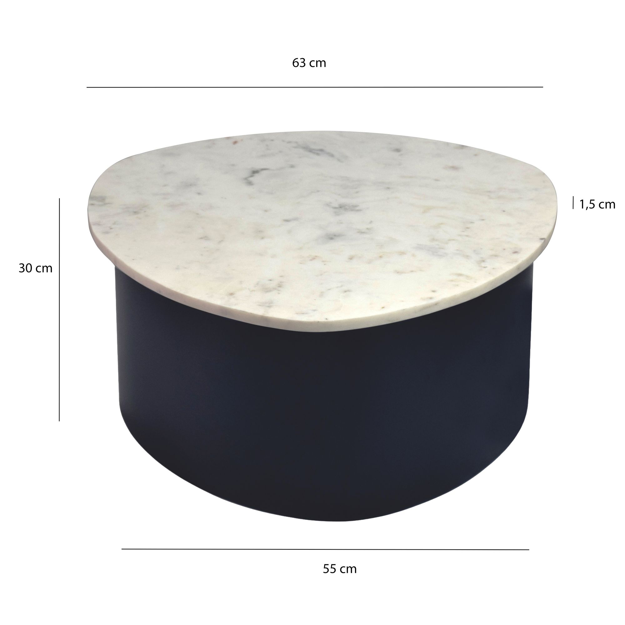 Couchtisch Kjollefjord Marmor Schwarz 63 × 63 × 30 cm