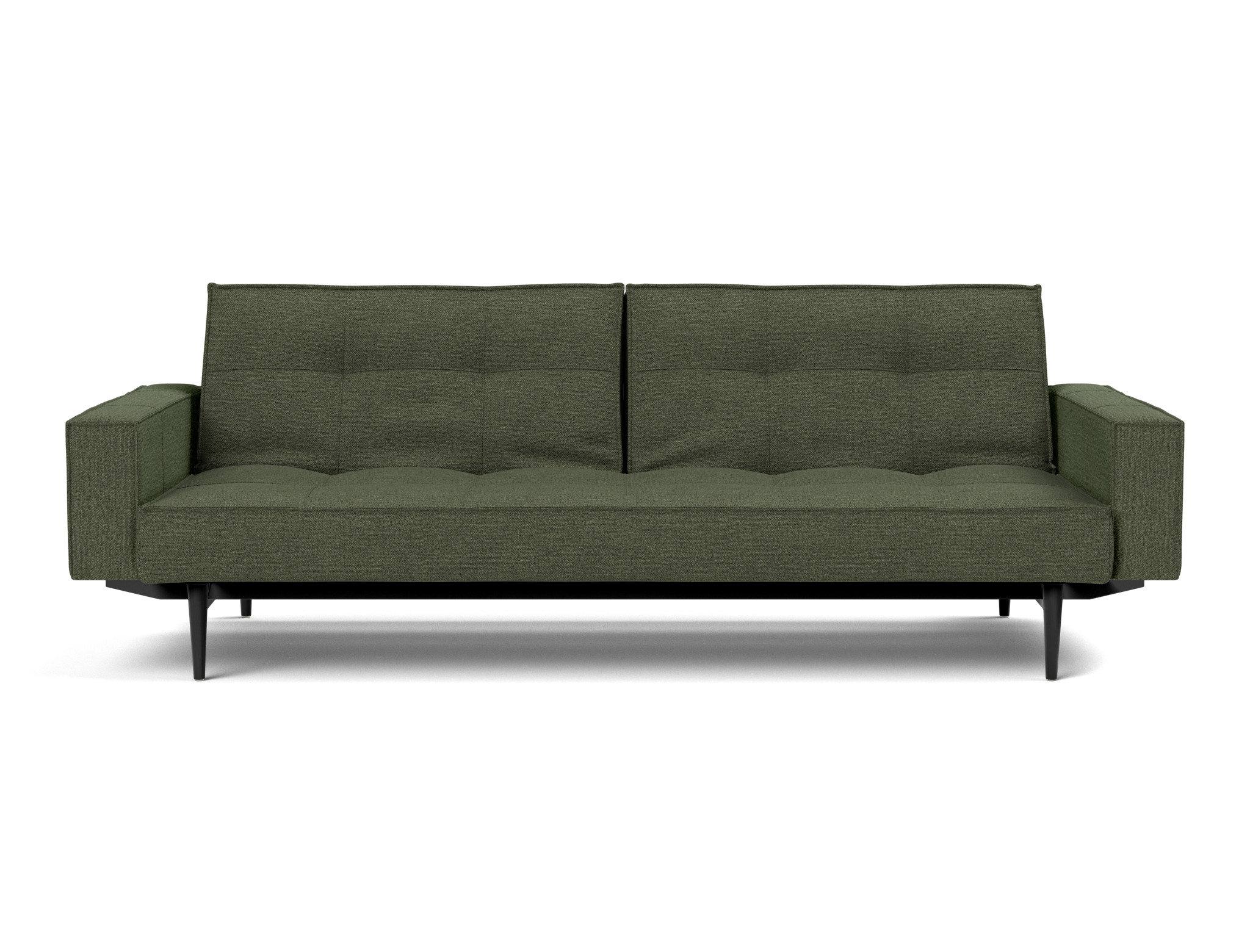 Schlafsofa Splitback mit Armlehnen Strukturierter Stoff Taura 353-Forest Beine Styletto Eiche schwarz