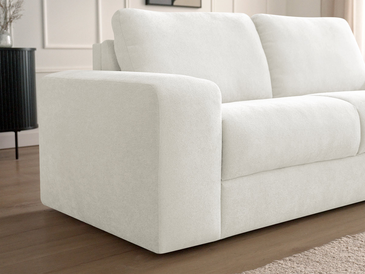 Bobochic Ibiza Schlafsofa 3-Sitzer Strukturstoff Weiß, Liegefläche 140 × 196 cm