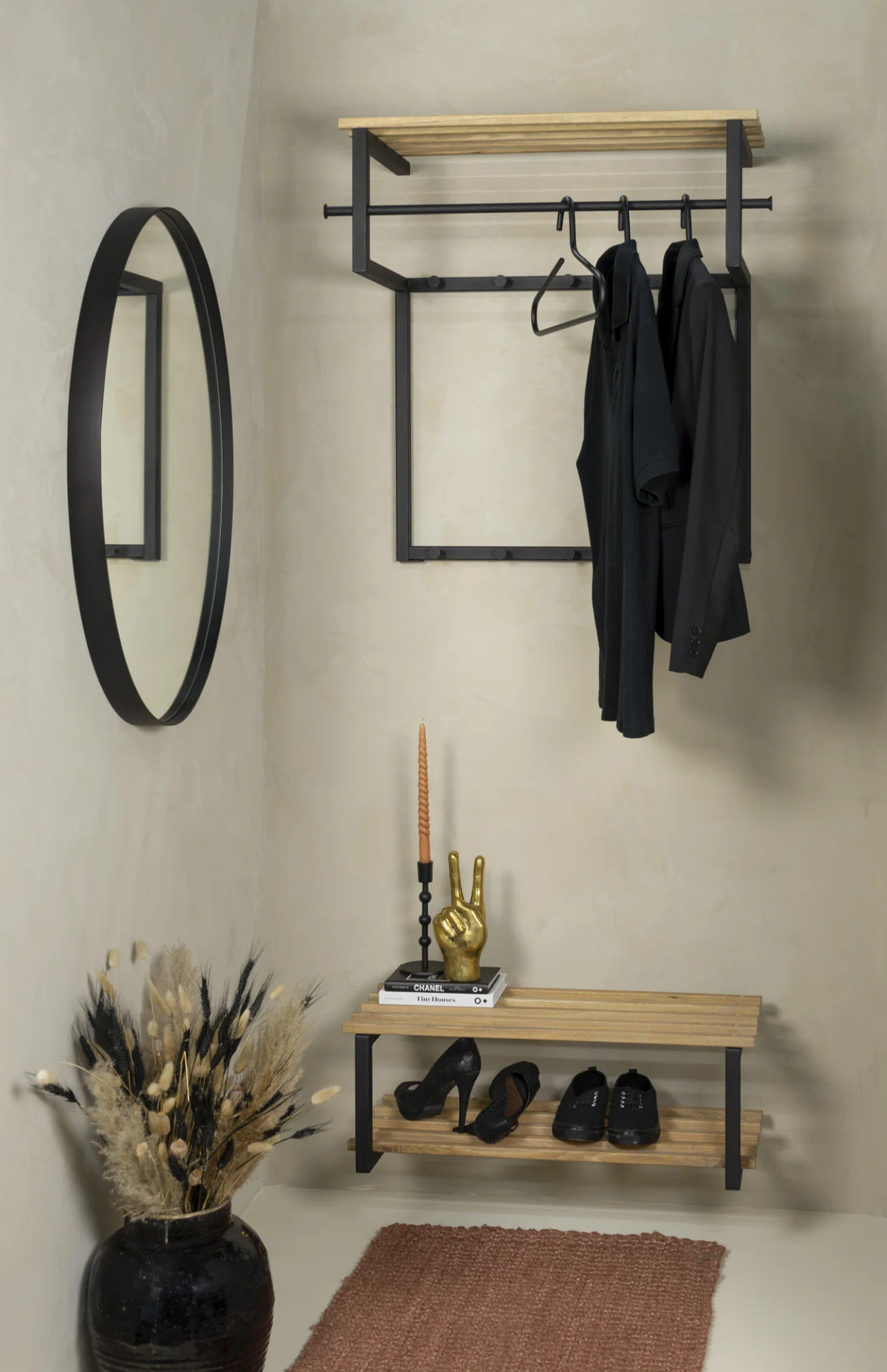 Spinder Design Rizzoli Wandgarderobe Schwarz / Eiche
