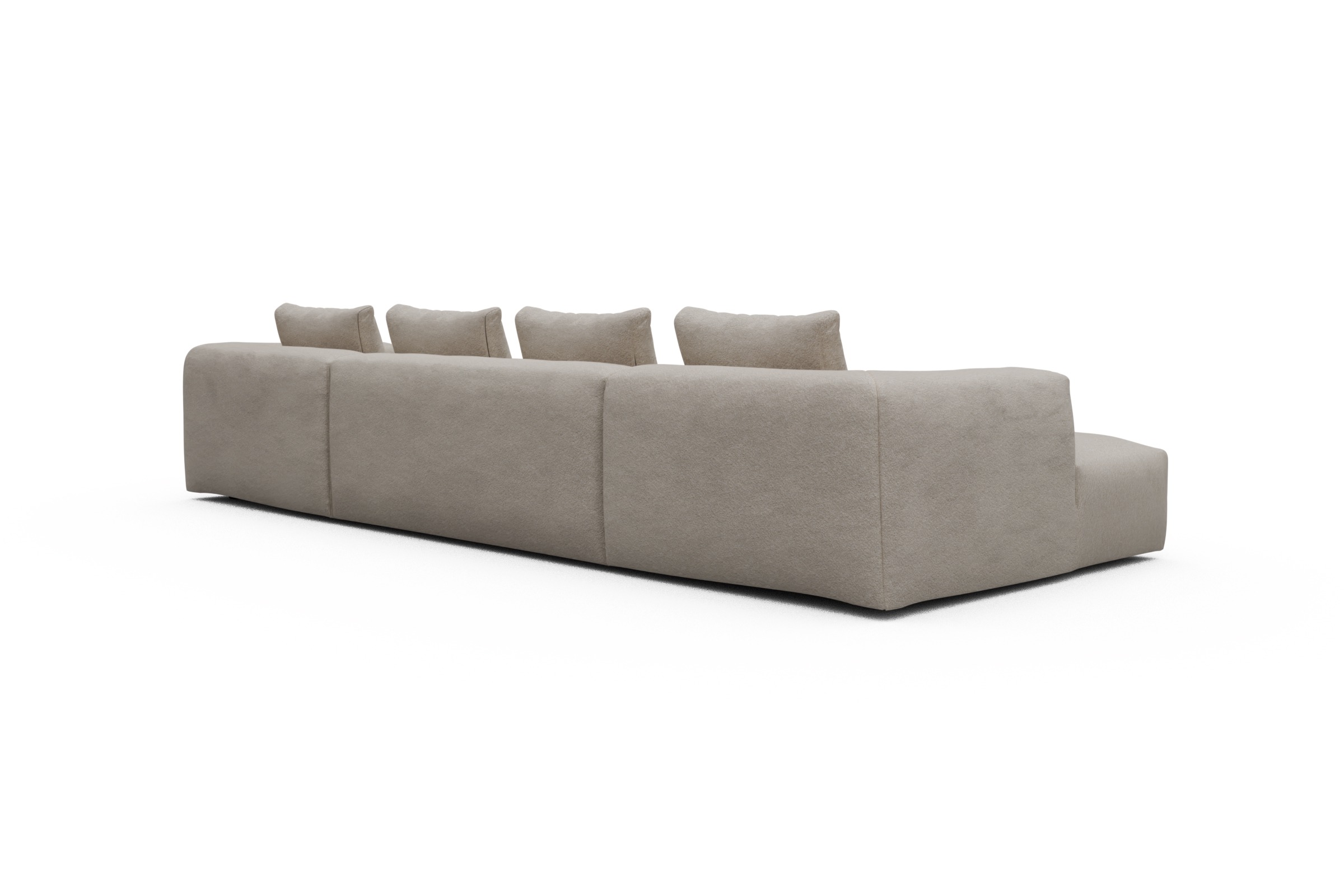 Wohnlandschaft Fred mit 2-Sitzer und Chaiselongue beidseitig Aivi-Lace-Beige