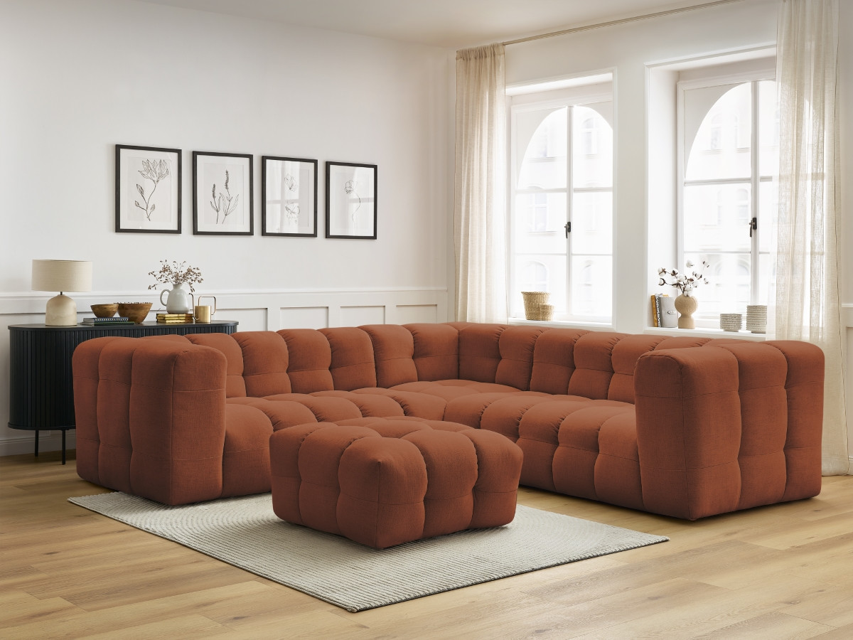 Bobochic Cloud Ecksofa mit Pouf 268 × 110 cm Stoff Orange