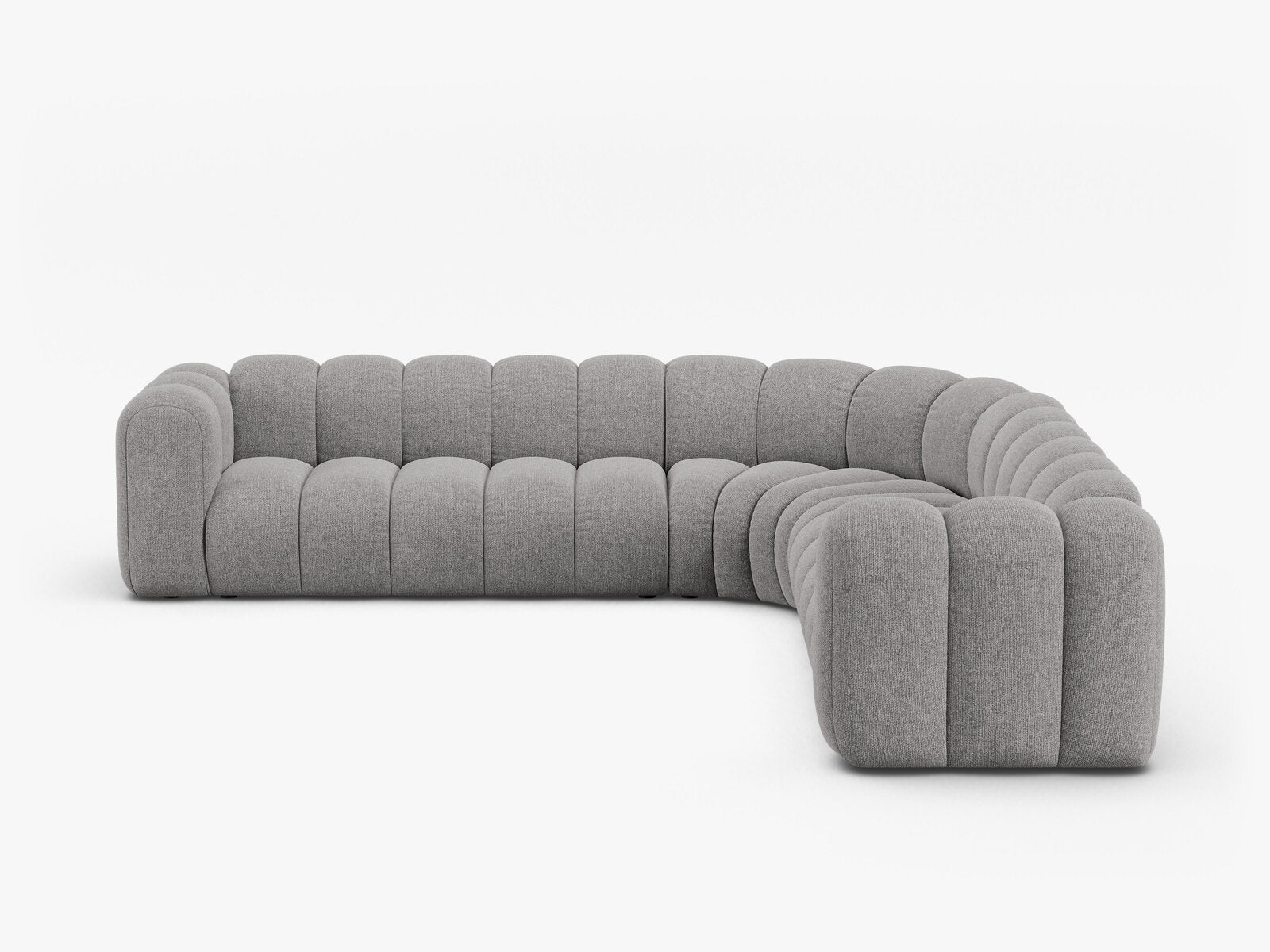 Micadoni symmetrisches Ecksofa Lupine 5-Sitzer  Chenille Eden Hellgrau