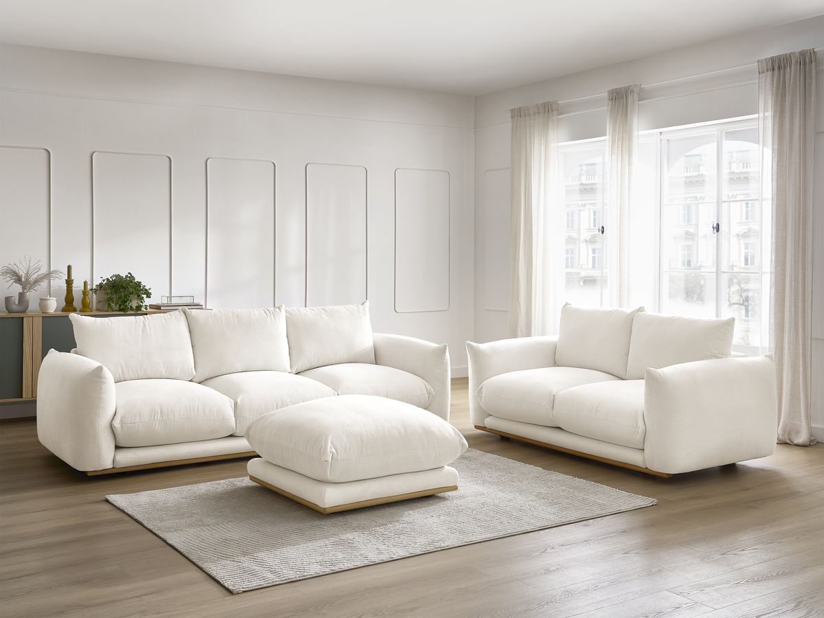 Bobochic Ernest Sofa 6-Sitzer mit Pouf Stoff Beige