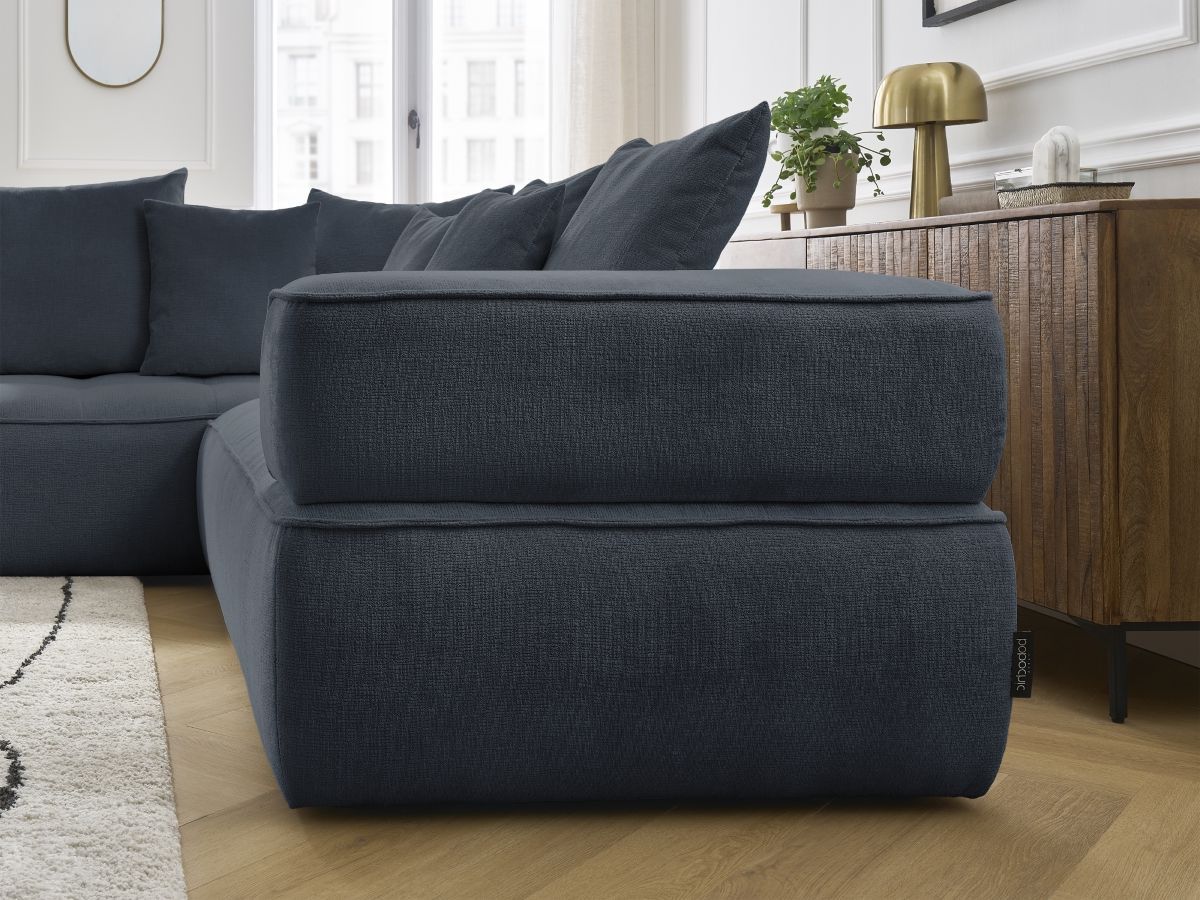 Bobochic Whesley Ecksofa Stoff Dunkelblau Ecke links
