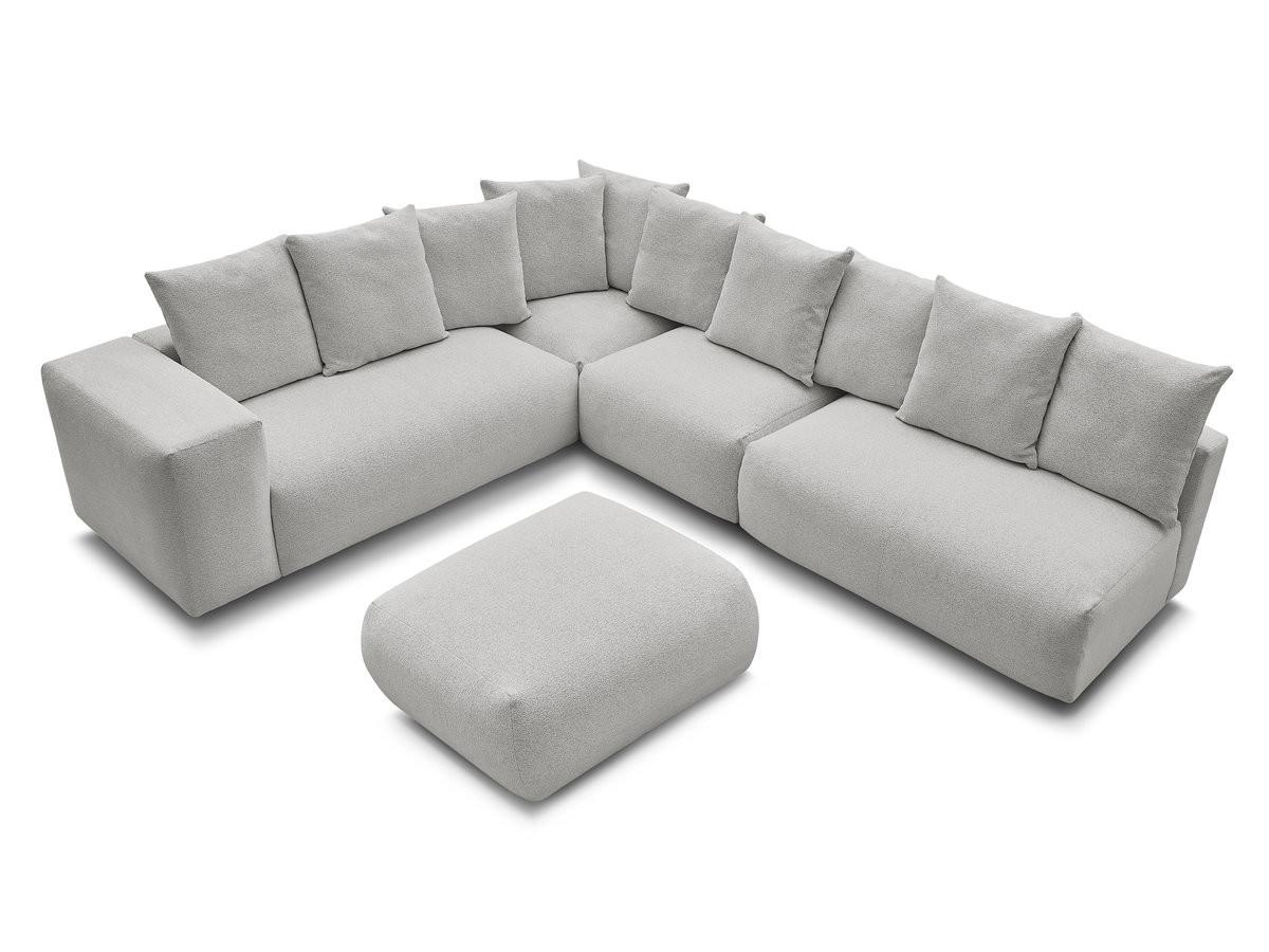 Bobochic Voltaire Ecksofa mit Pouf 322 × 268 cm Melange-Stoff Hellgrau Ecke links
