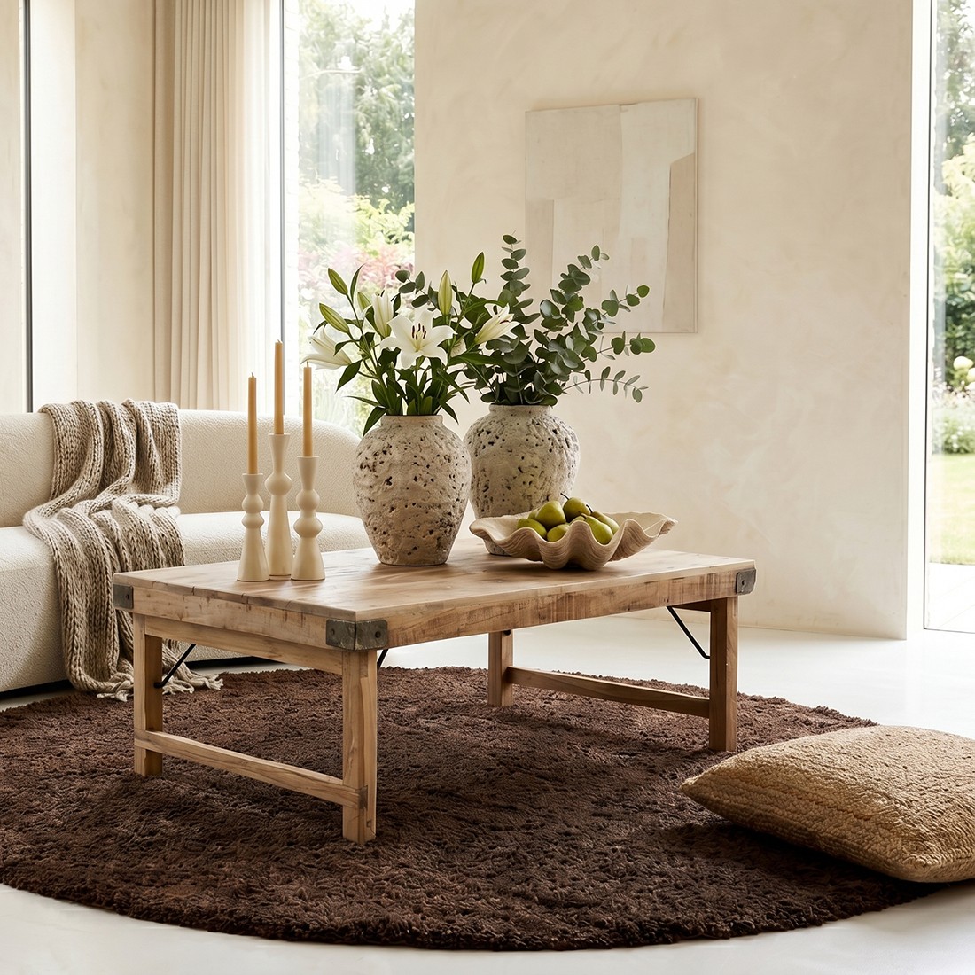 Raw Materials Klappbarer Couchtisch Limewash 120x75x45cm