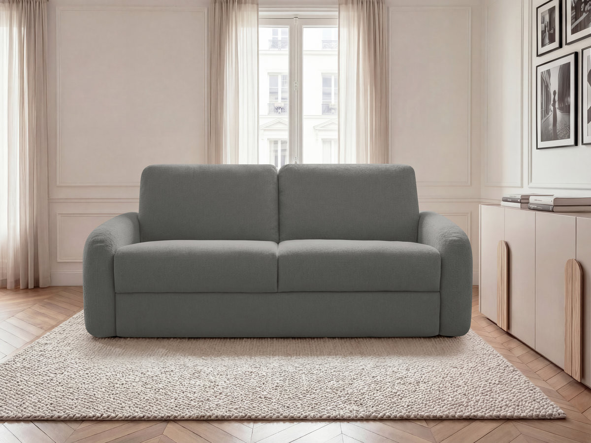 Bobochic Kenan Schlafsofa 3-Sitzer Stoff Dunkelgrau, Liegefläche 160 × 196 cm
