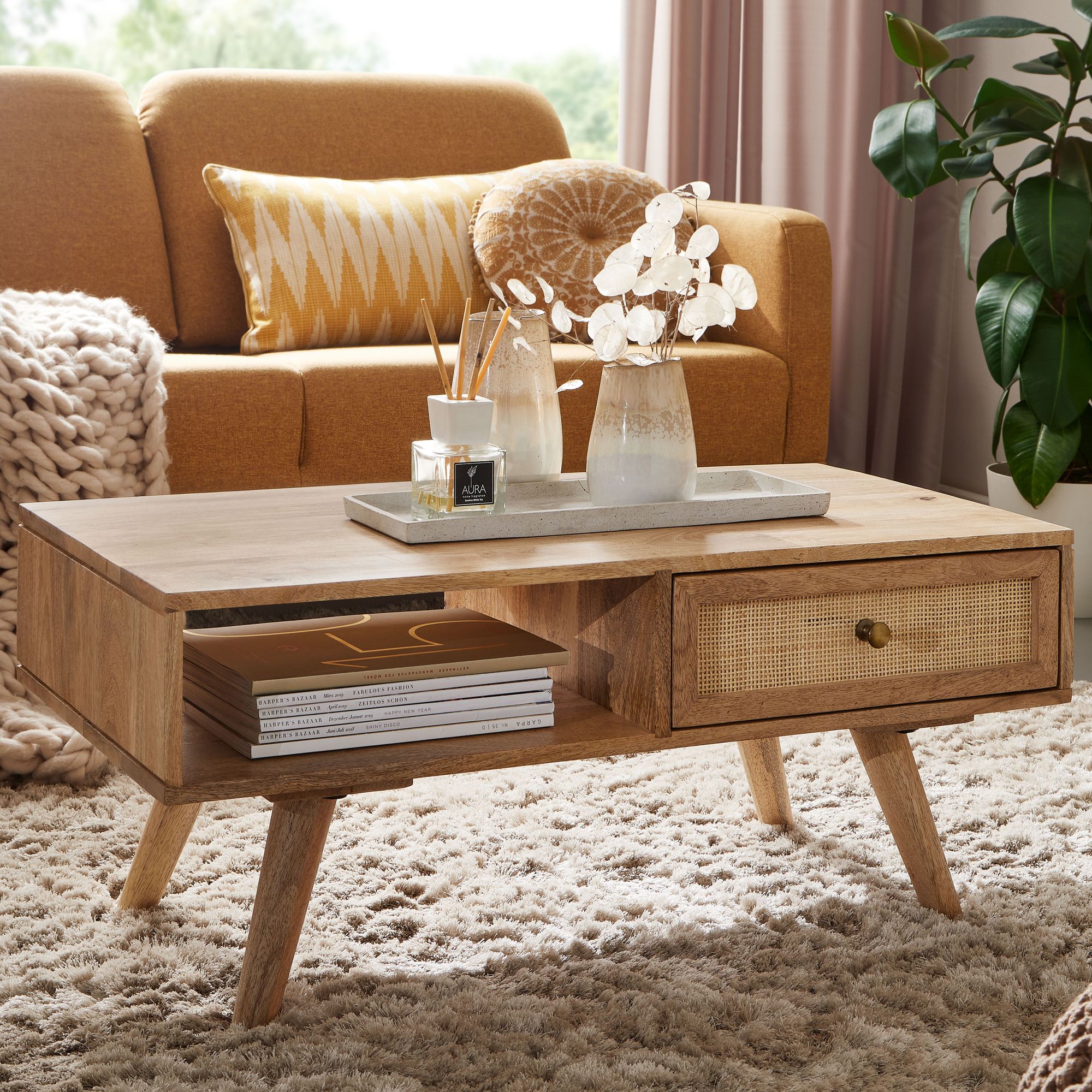 Couchtisch Elduvik Mango Massivholz Braun 90 × 45 × 40 cm