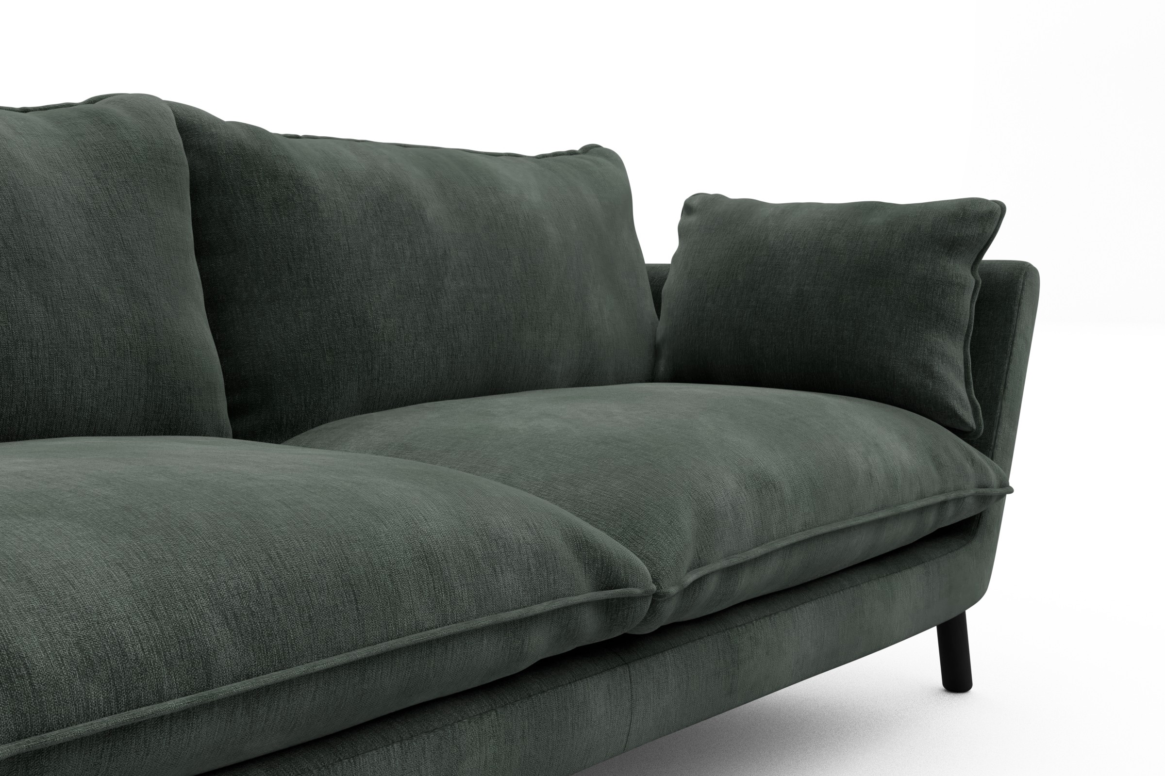 Sofa Emil Soft 2-Sitzer Beinfarbe Eiche Schwarz Samt Smooth 814-Laurel-Green