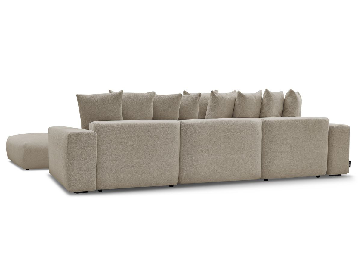 Bobochic Voltaire Wohnlandschaft mit Pouf 420 × 174 cm, Liegefläche 135 × 345 cm Melange-Stoff Taupe