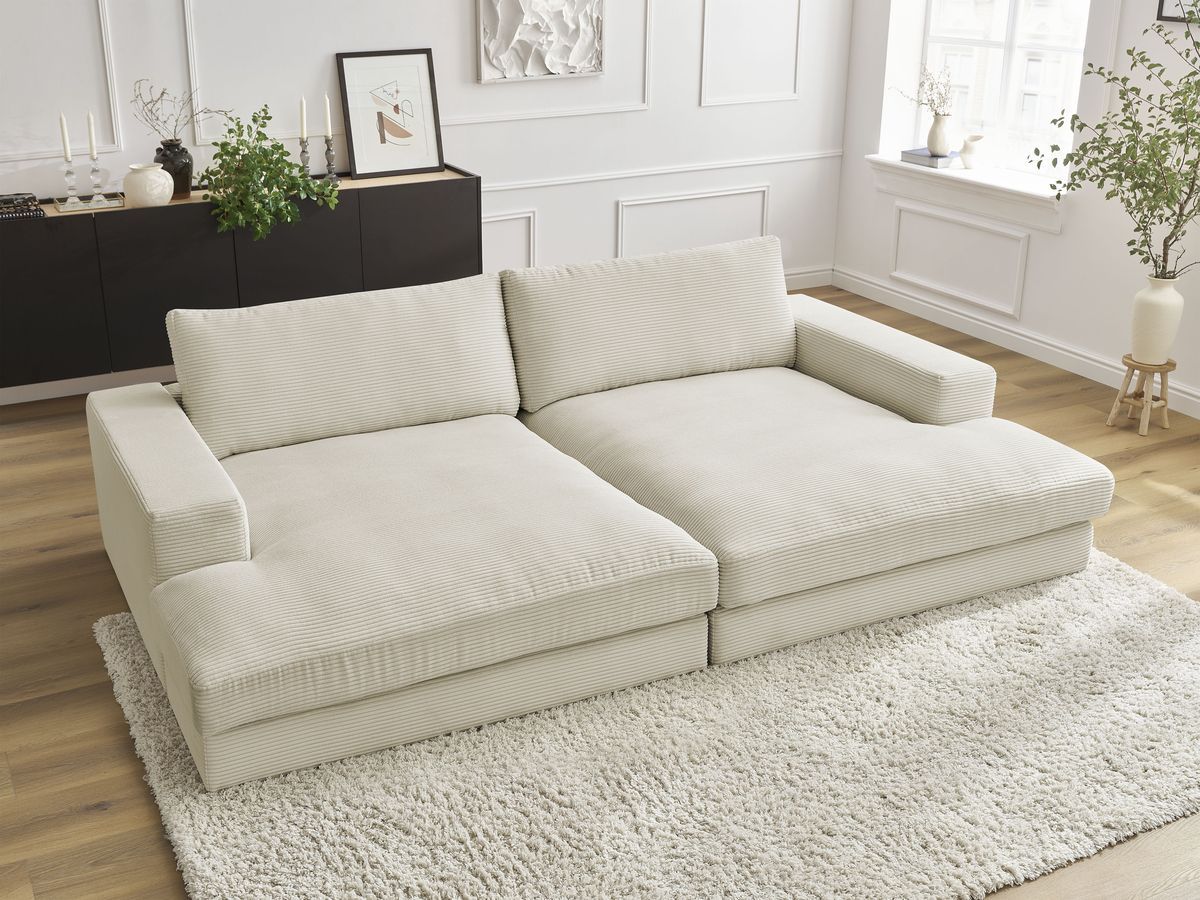 Bobochic Leonard Sofa 4-Sitzer 234 × 159 cm Cordsamt Beige