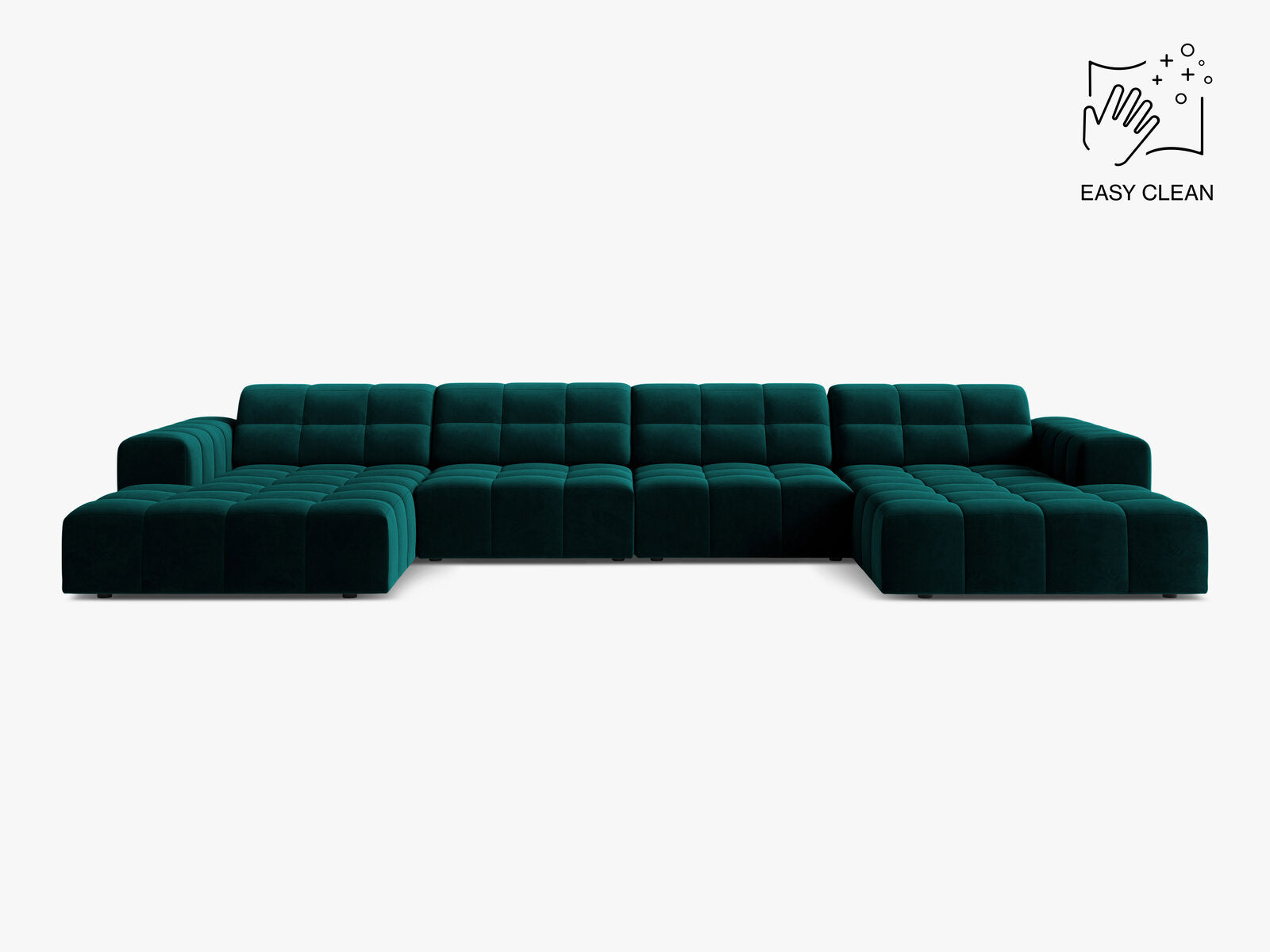 Micadoni Panorama Sofa Jennifer 6-Sitzer Samt Venus Dunkel Petrol