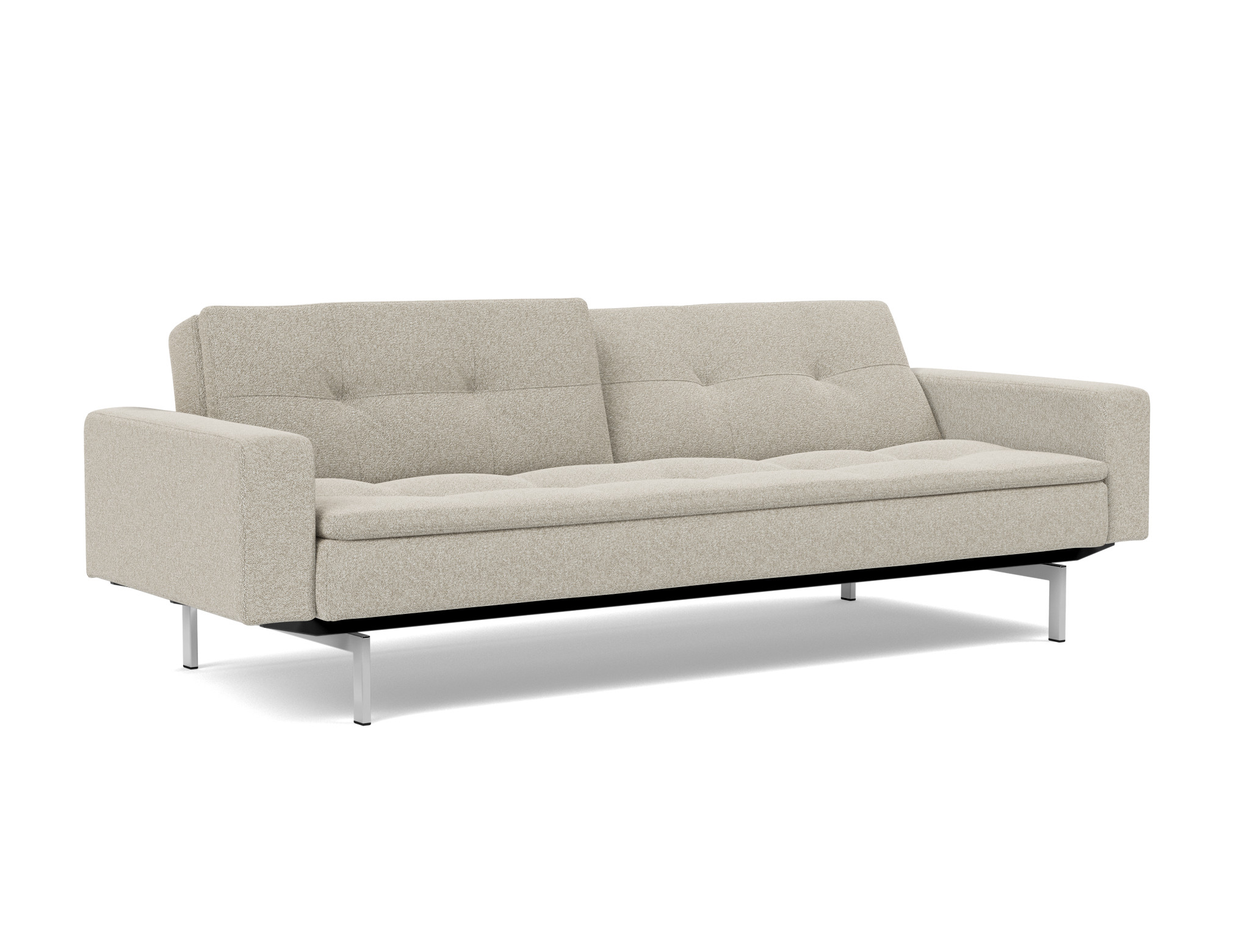 Schlafsofa Dublexo mit Armlehnen Boucle Skandi 539-Beige Beine Chrom
