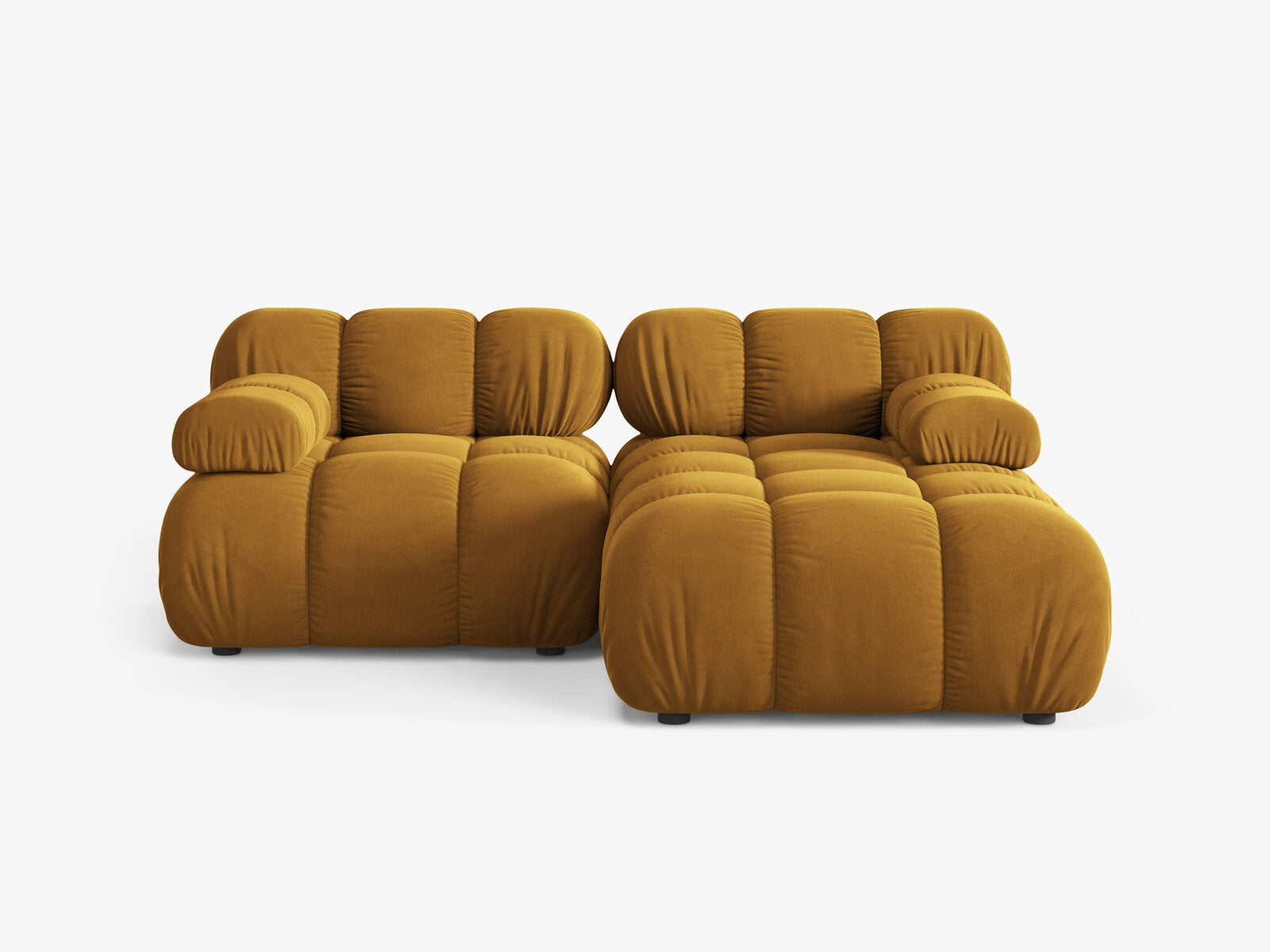 Micadoni Modulares Ecksofa Bellis 3-Sitzer Rechts Samt Bluvel Gelb