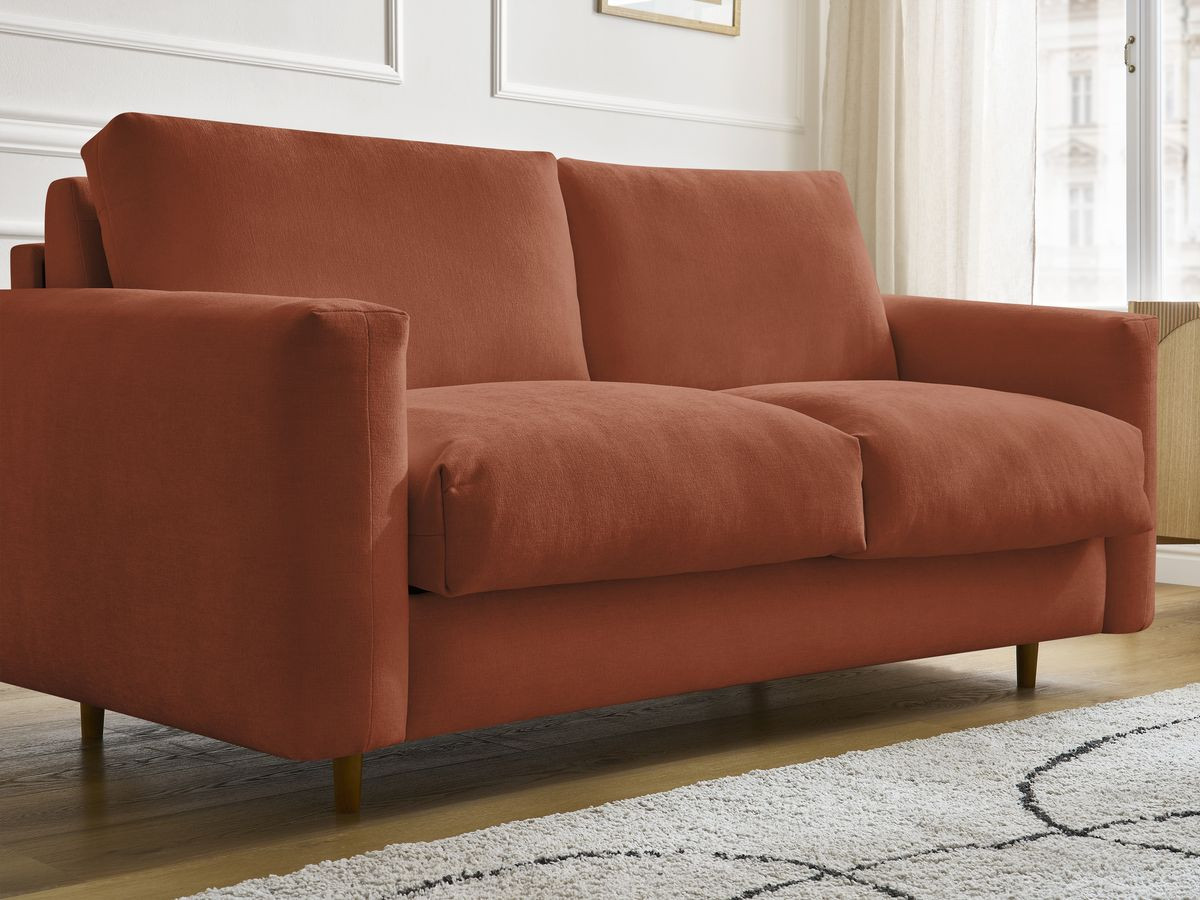Bobochic Cocoone Schlafsofa 3-Sitzer Stoff Orange, Liegefläche 140 × 200 cm
