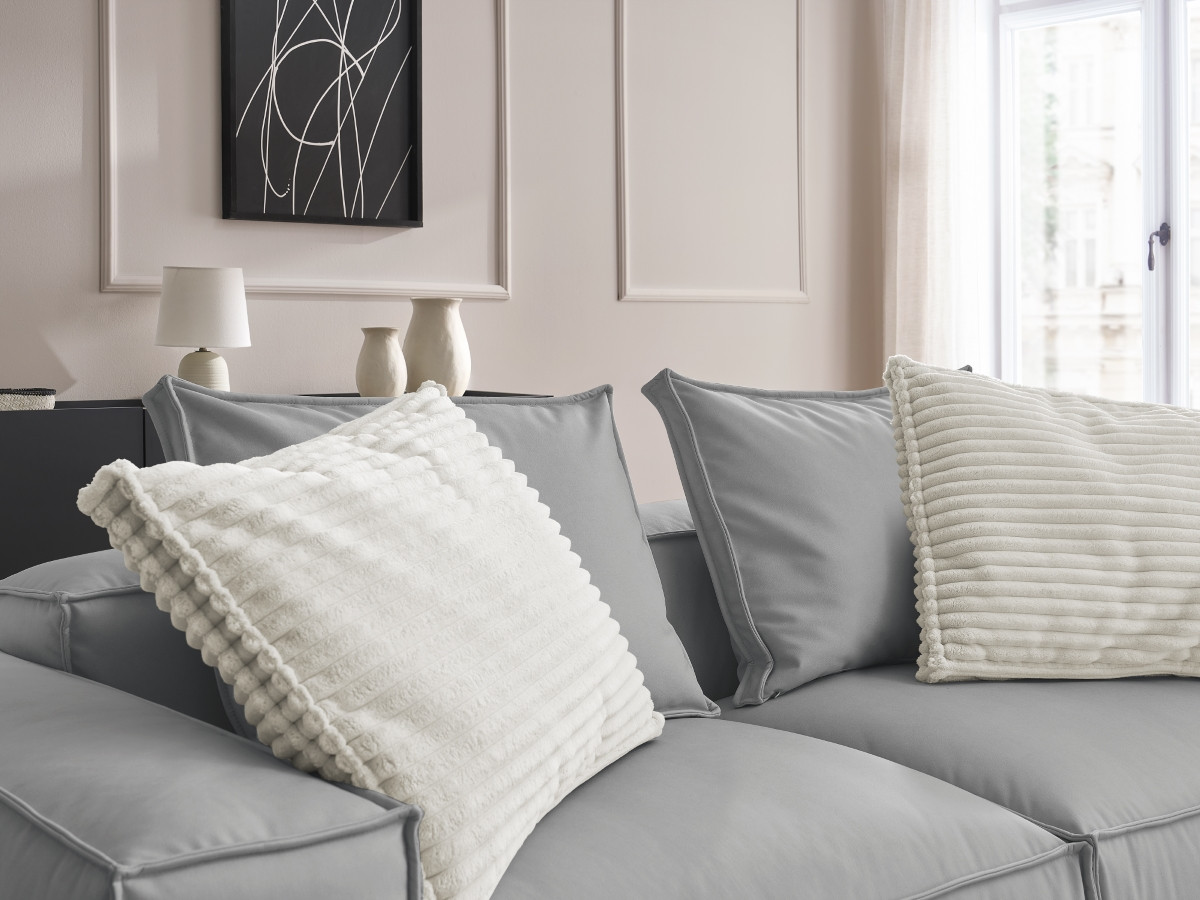 Bobochic Boheme Sofa 3-Sitzer Kunstleder Hellgrau