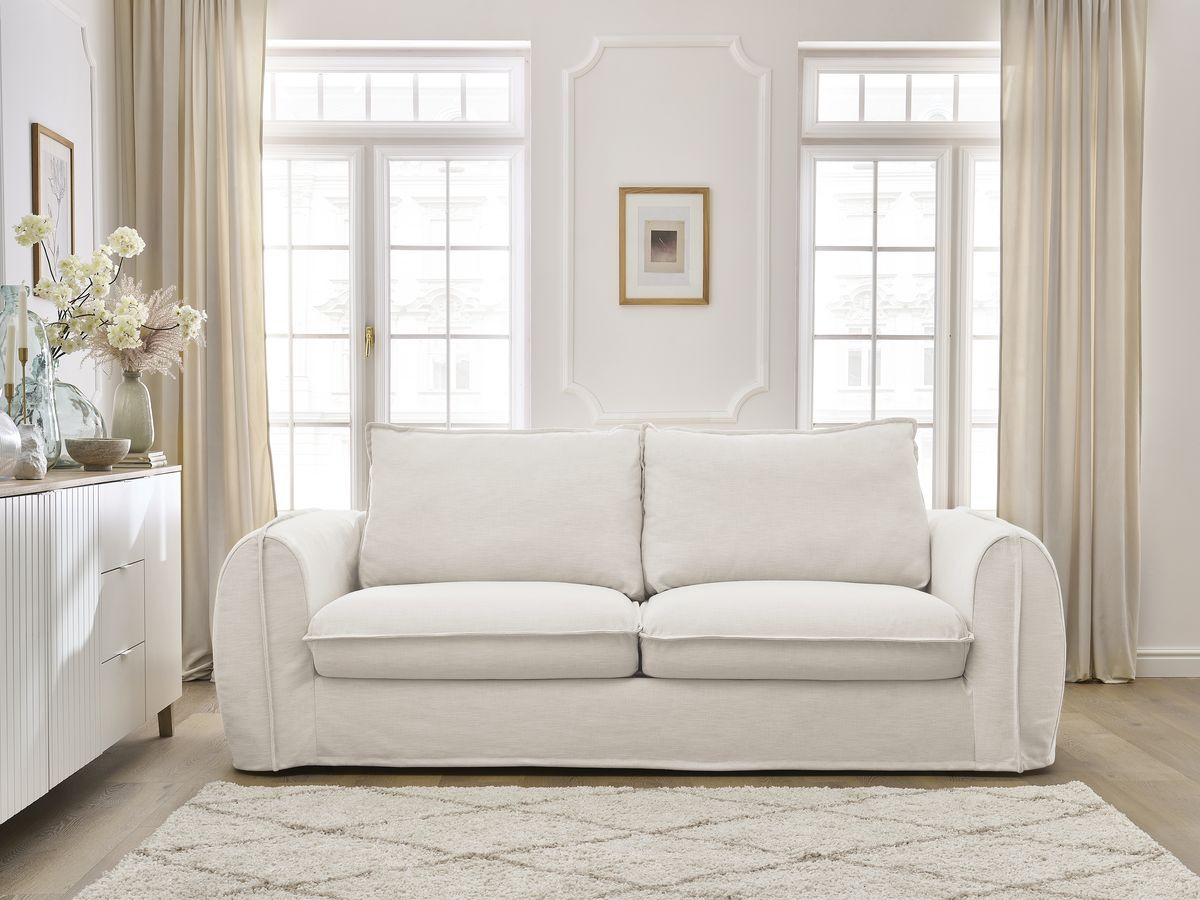 Bobochic Archimede Schlafsofa 3-Sitzer Stoff Beige, Liegefläche 160 × 194 cm