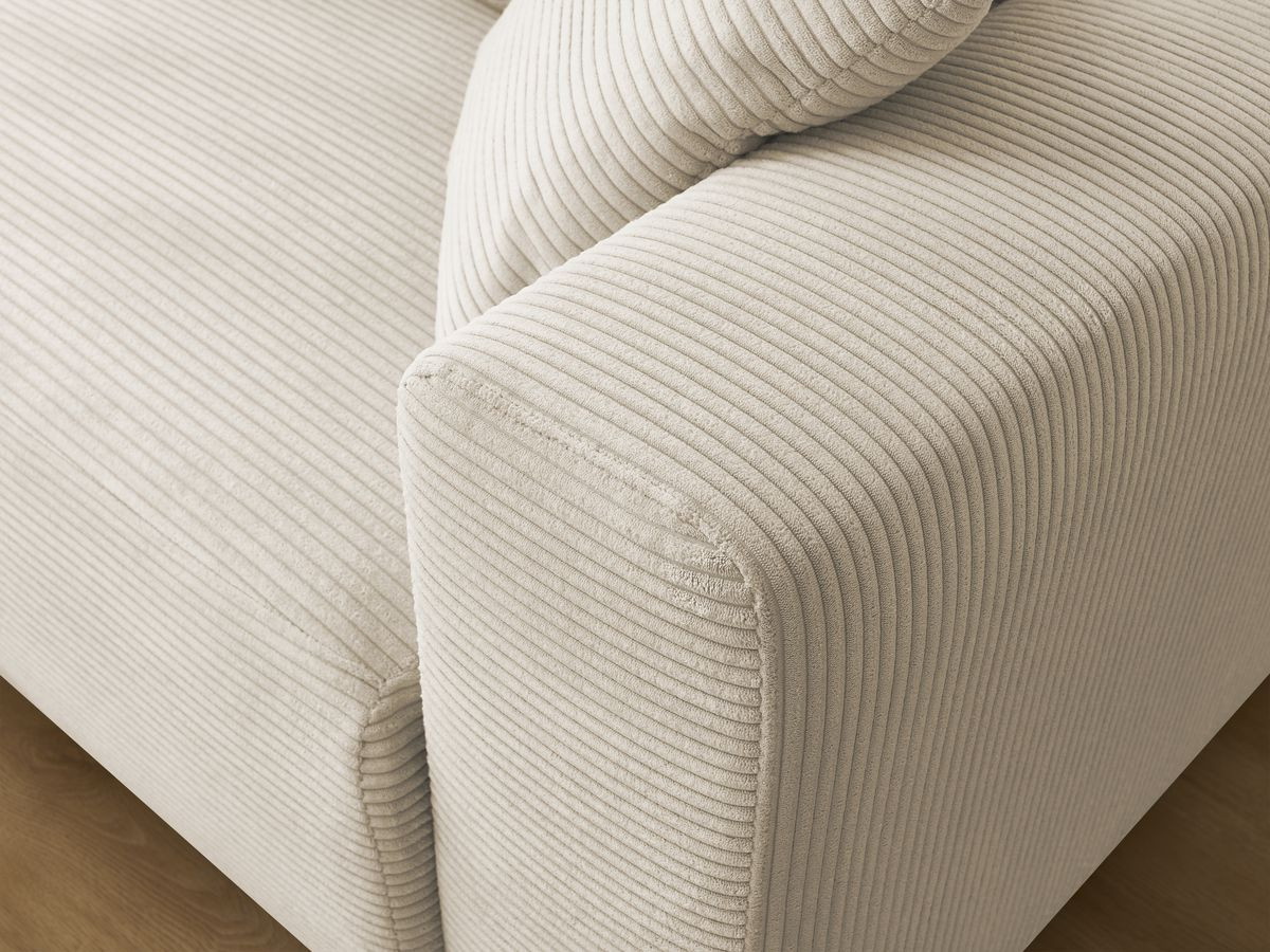 Bobochic Atilla Ecksofa mit Schlaffunktion und Bettkasten Cordsamt Beige Ecke links