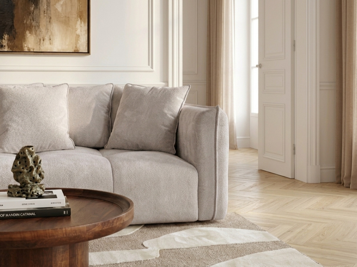 Bobochic Harlem Sofa 3-Sitzer Stoff Beige