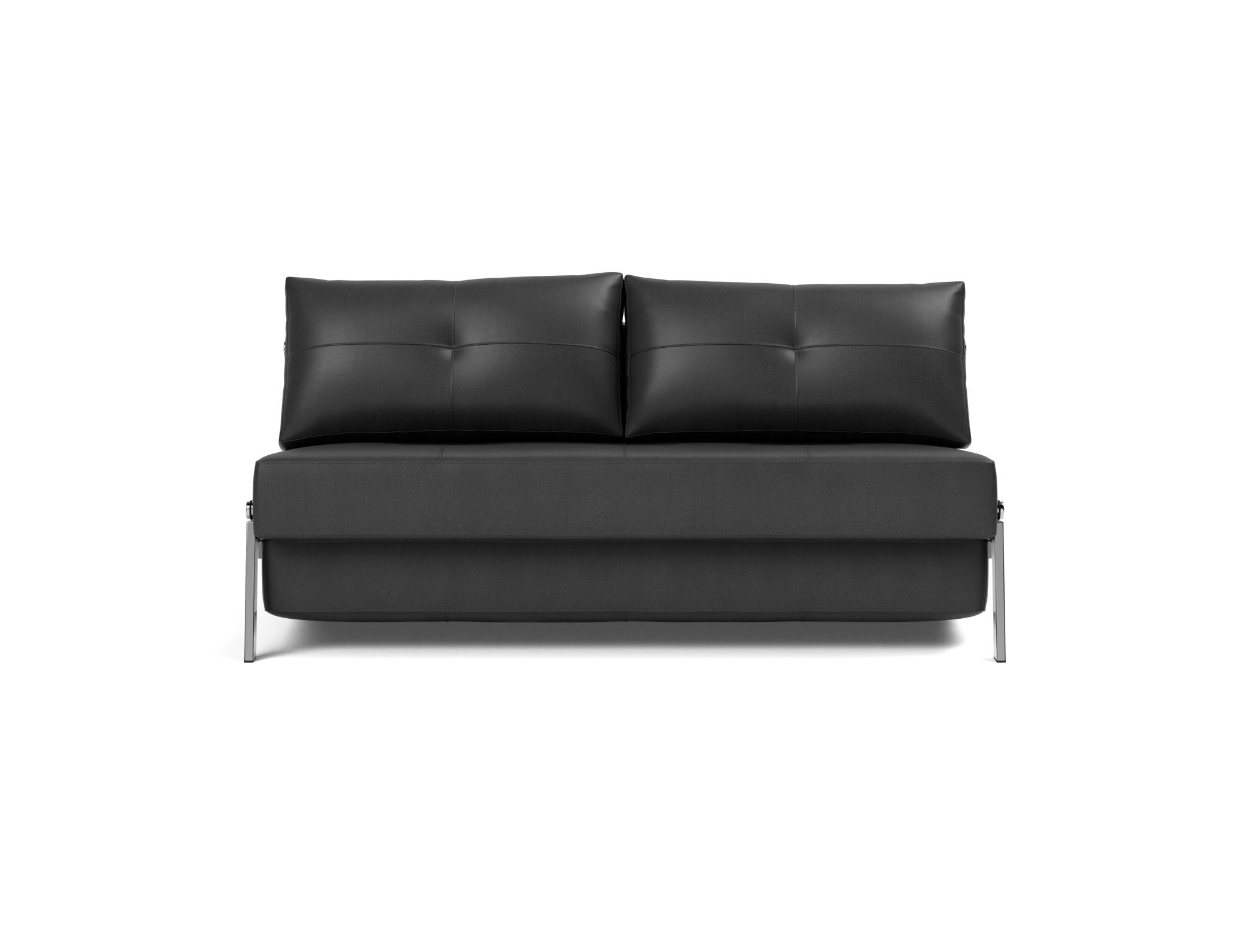 Schlafsofa Cubed 160 Lederoptik Faunal 550-Black Beine Chrom
