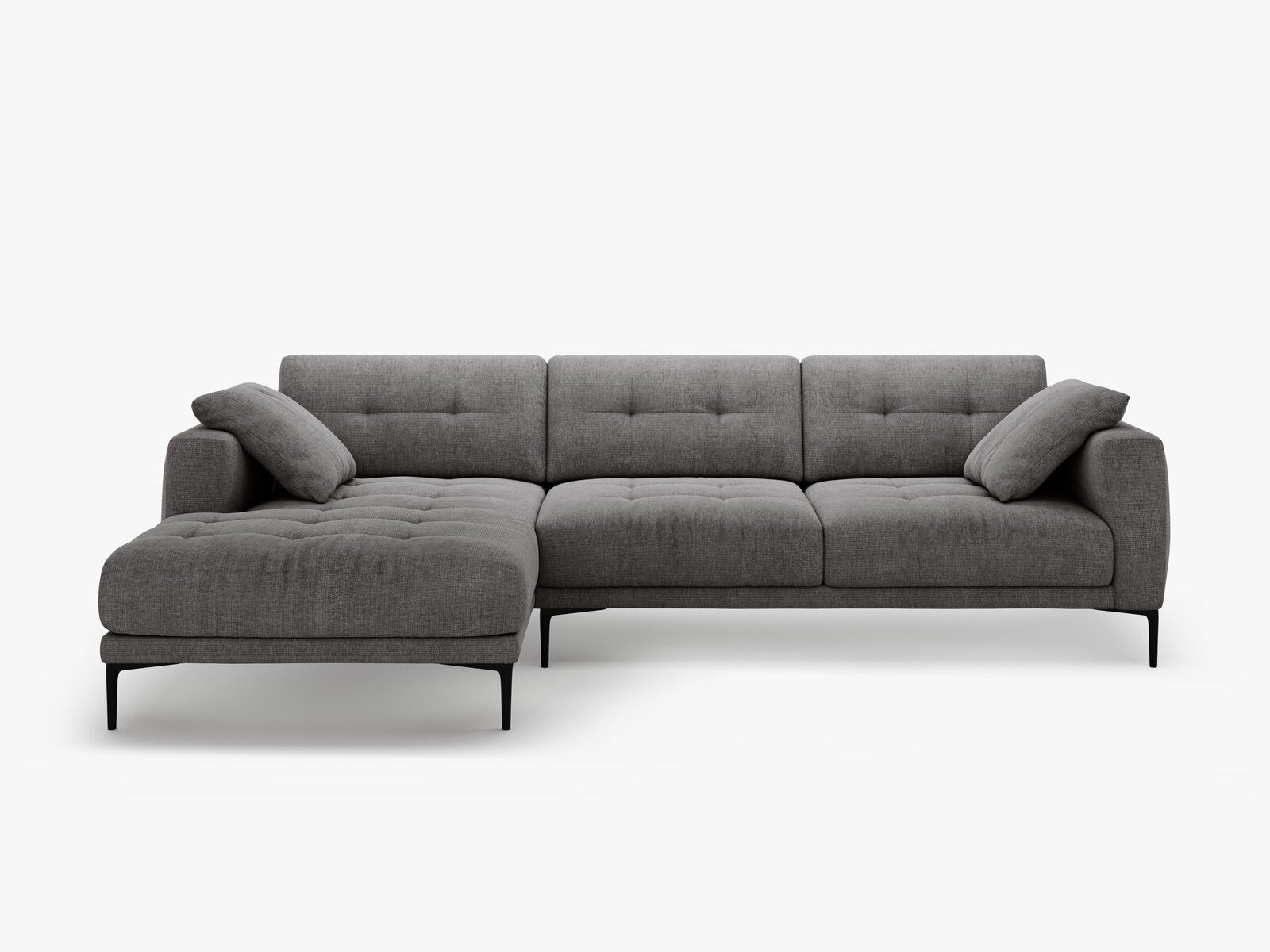 Micadoni Ecksofa Bemy 3-Sitzer Links Strukturierter Stoff Grau