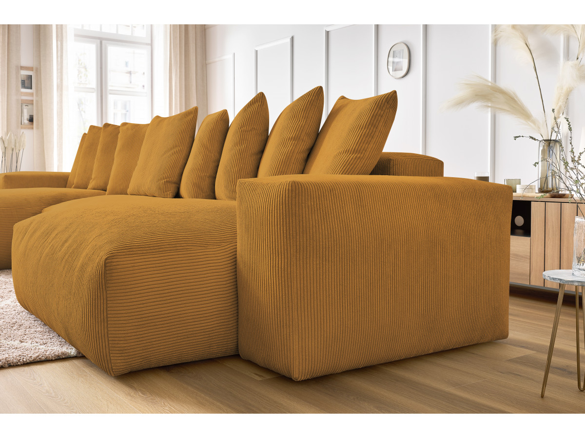 Bobochic Voltaire Wohnlandschaft 420 × 174 cm Cordsamt Gelb