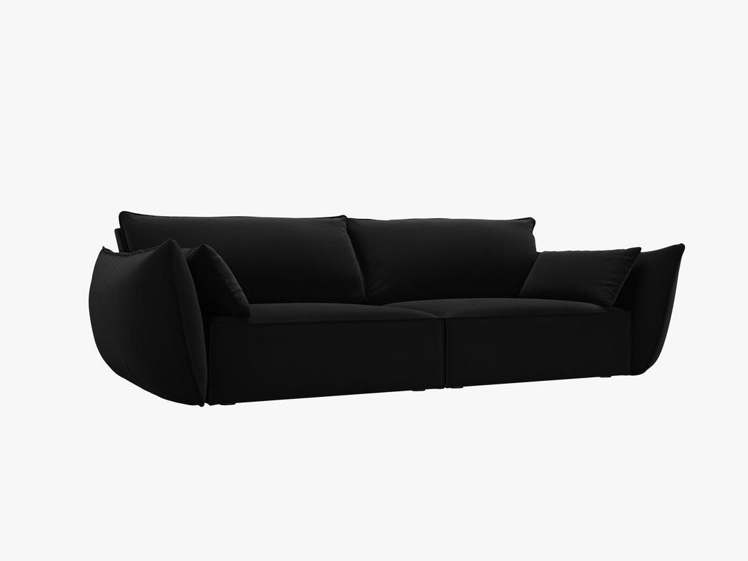 Micadoni Sofa Kaelle 3-Sitzer Samt Bluvel Schwarz