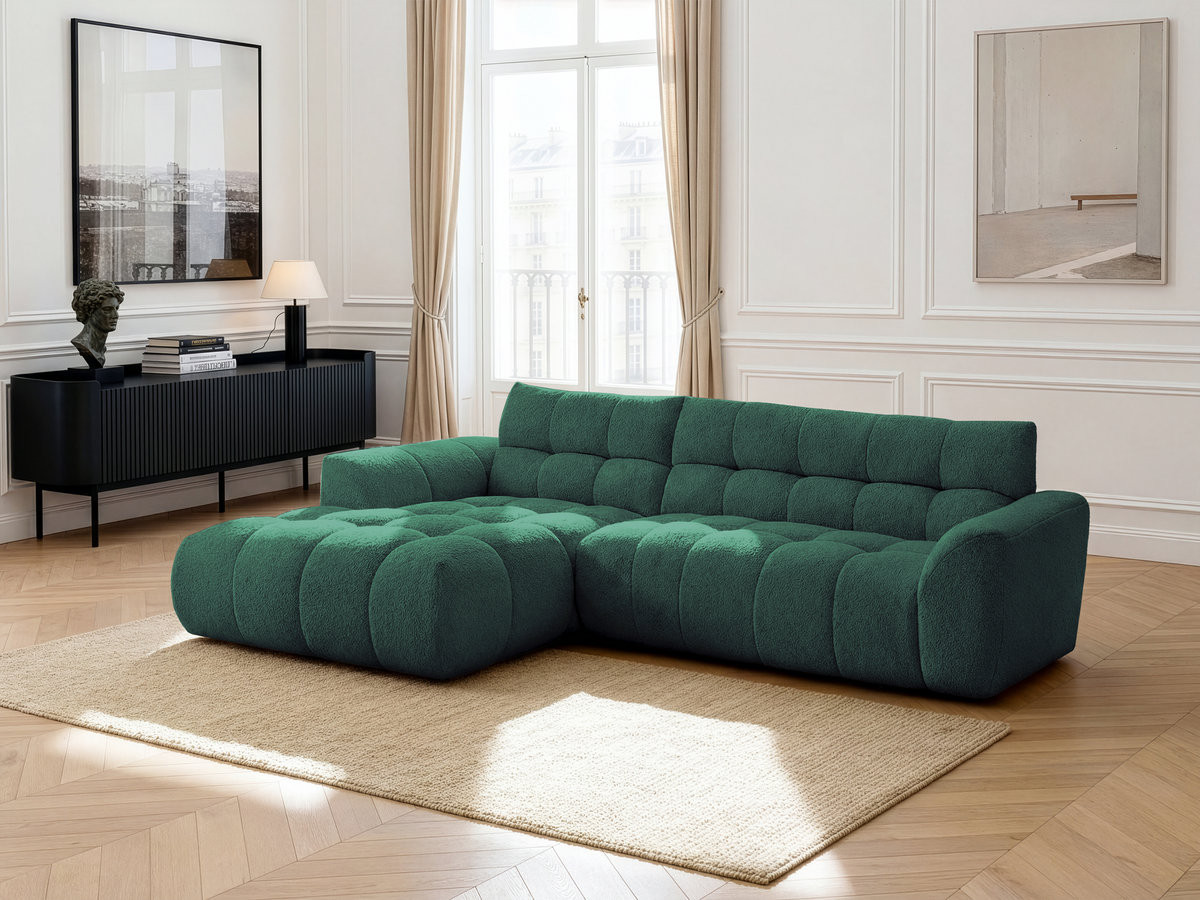 Bobochic Jaya Ecksofa Chenille Dunkelgrün Ecke links