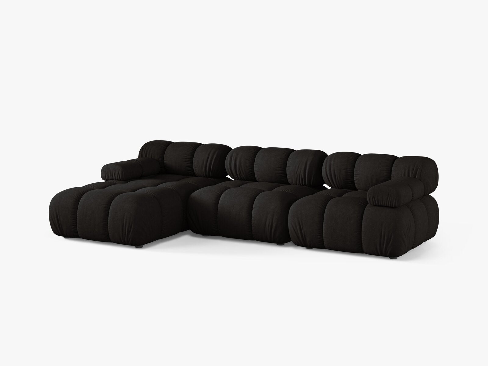 Micadoni Modulares Ecksofa Bellis 4-Sitzer Links Strukturierter Stoff Liberty Schwarz