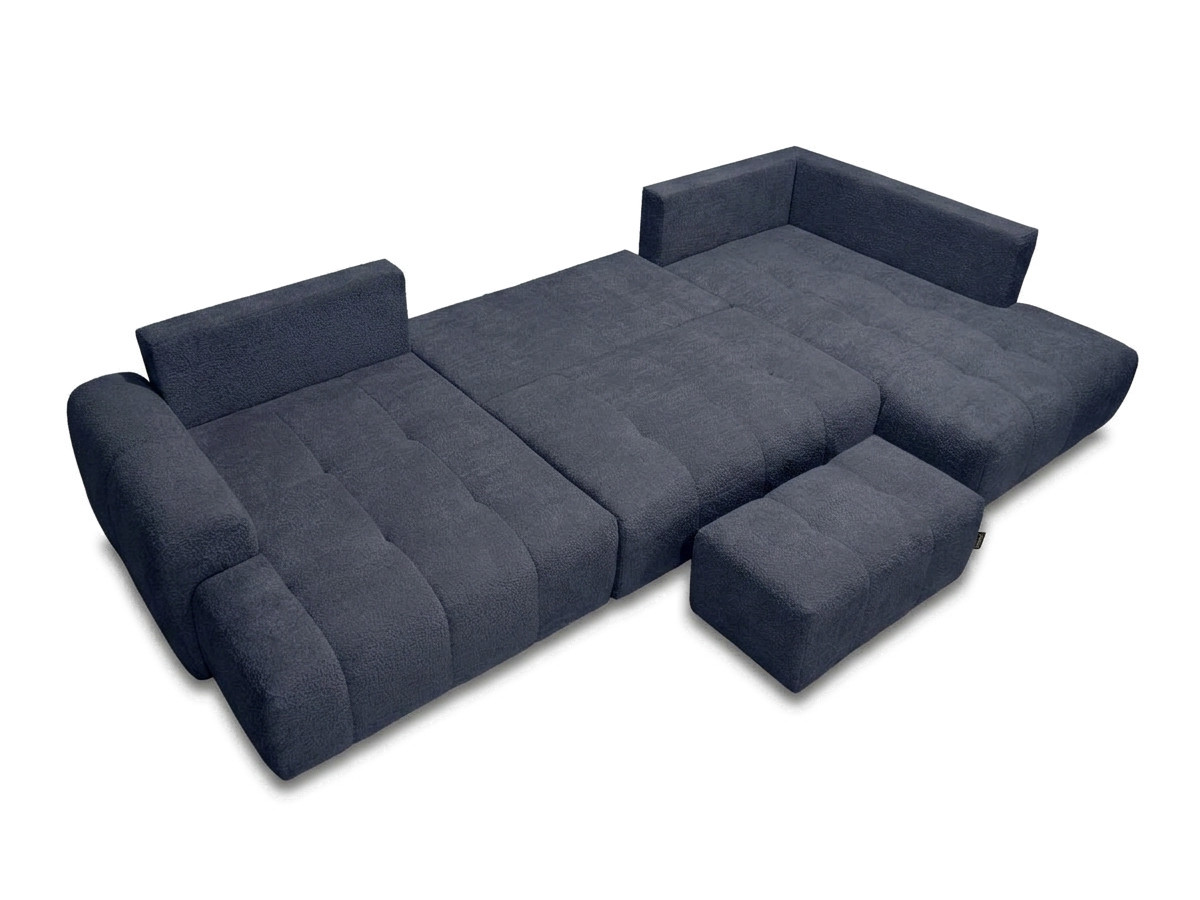 Bobochic Roxelane Wohnlandschaft mit Pouf Bouclé-Stoff Dunkelblau Ecke links