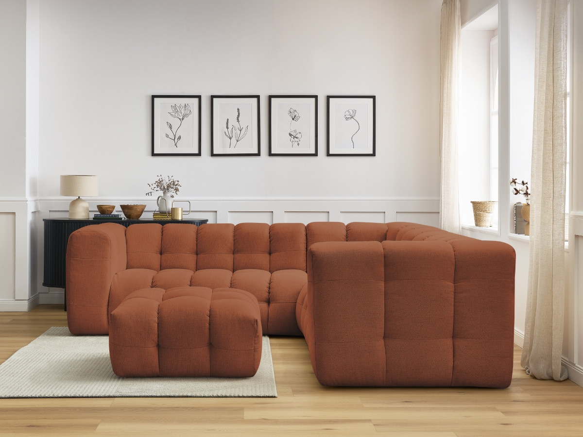 Bobochic Cloud Ecksofa mit Pouf 268 × 110 cm Stoff Orange