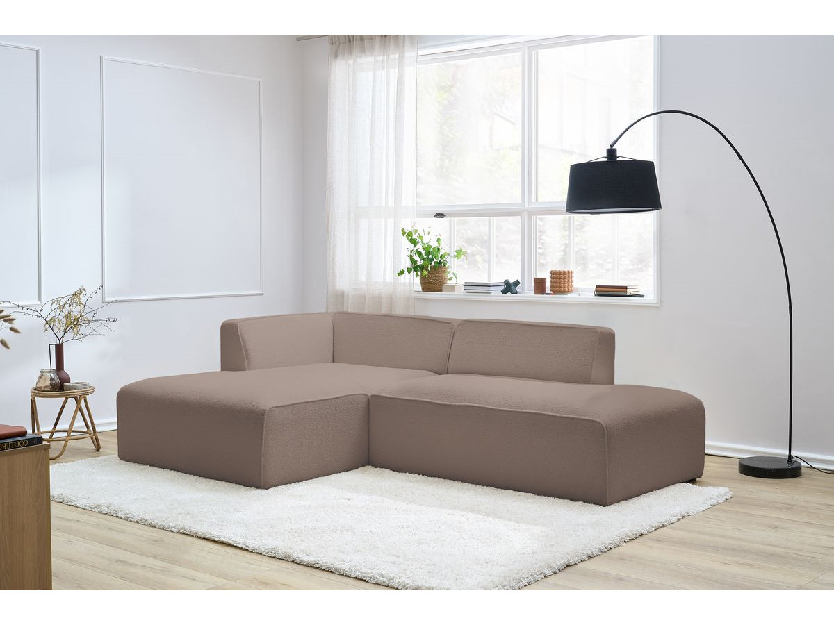 Bobochic Megeve Ecksofa Bouclé-Stoff Braun Ecke links