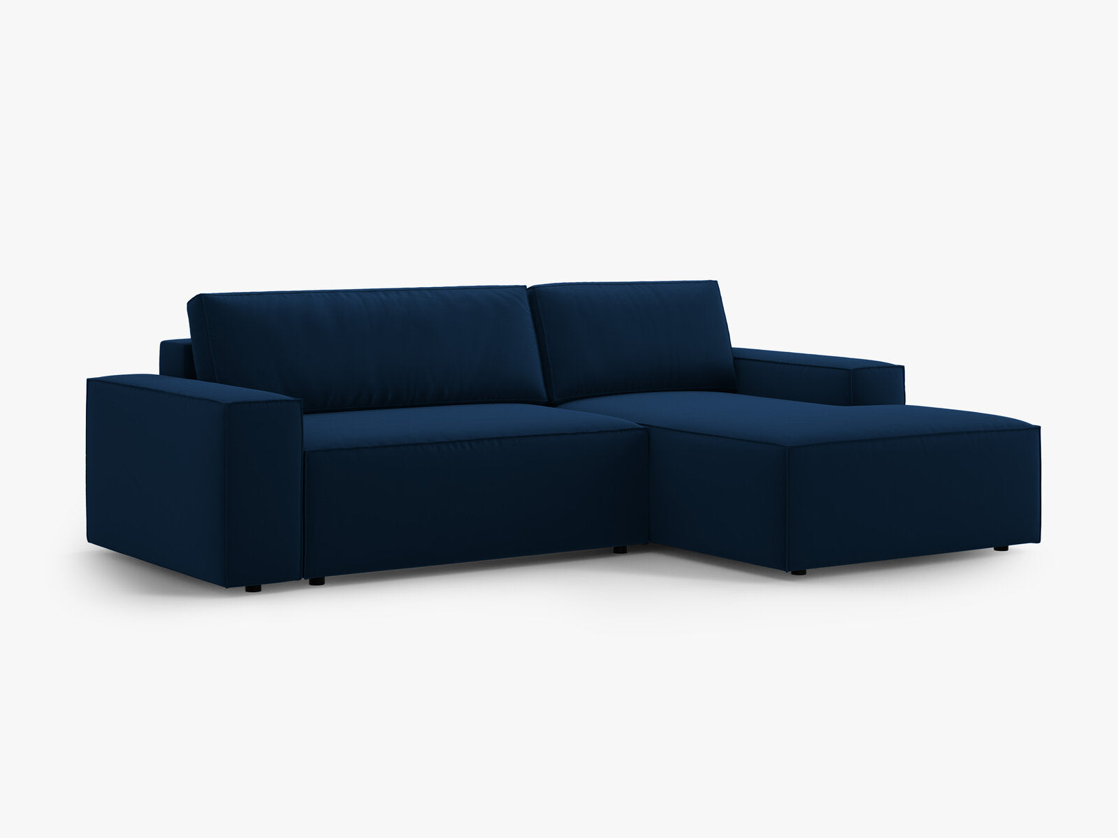 Micadoni Schlaf-Ecksofa Jodie 3-Sitzer Rechts Samt Königsblau
