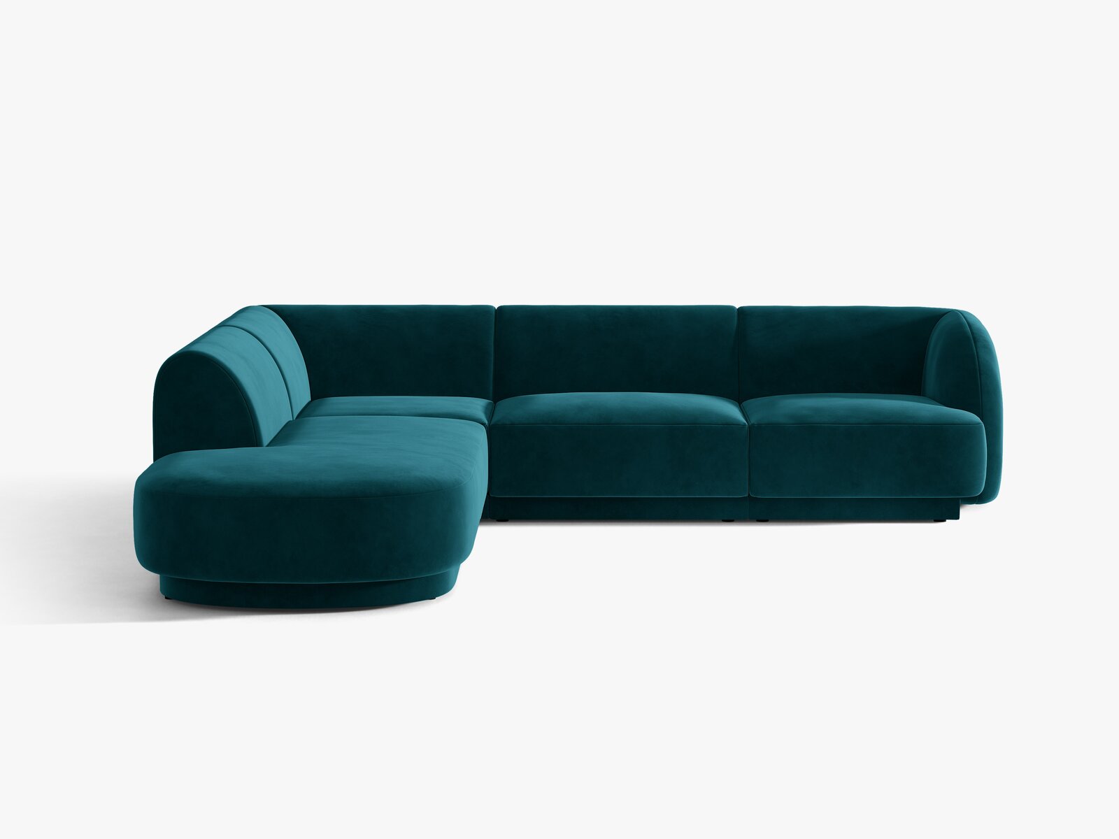 Micadoni Ecksofa Miley 6-Sitzer Samt Venus Dunkel Petrol Links