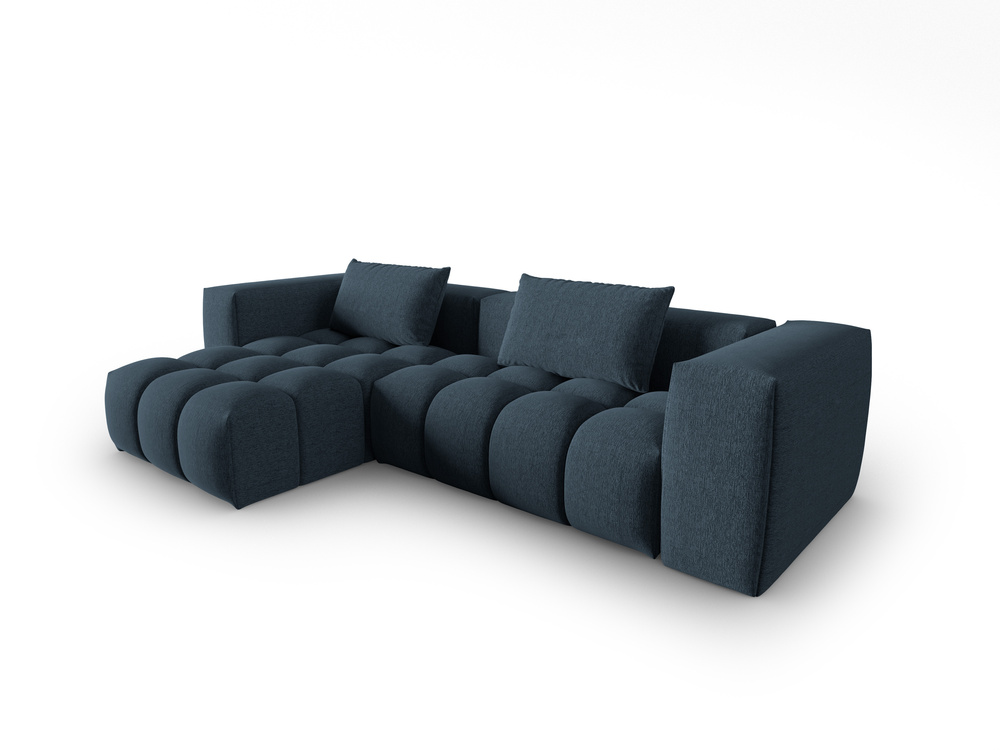 Cosmopolitan Design Ecksofa Verona 3-Sitzer Strukturierter Stoff Sorella Dunkelblau Links