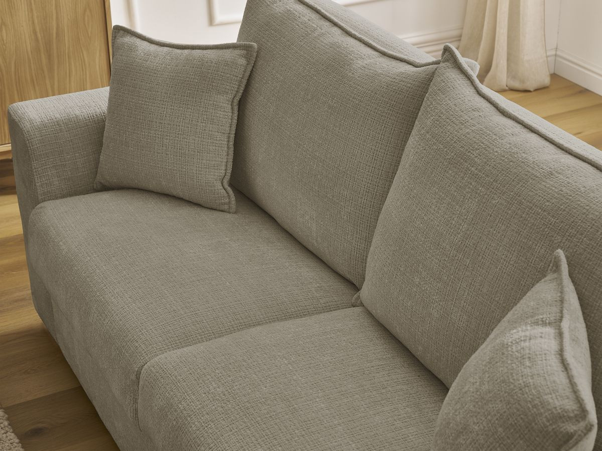 Bobochic Augustin Schlafsofa 3-Sitzer Strukturstoff Taupe, Liegefläche 160 × 200 cm