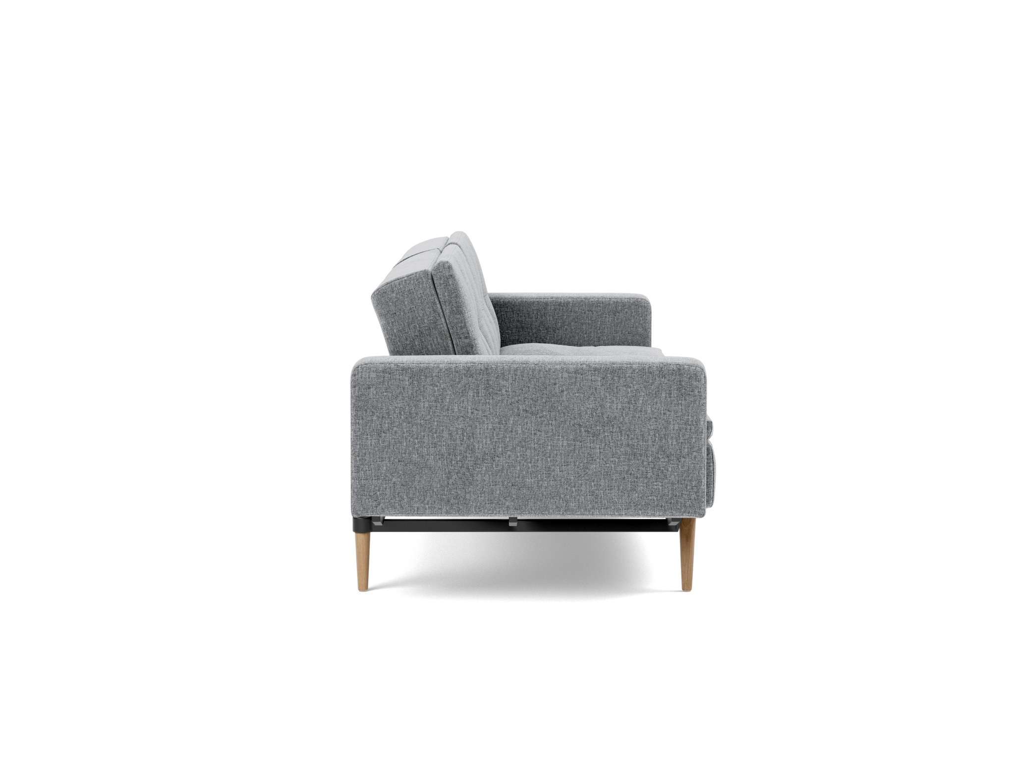Schlafsofa Dublexo mit Armlehnen Strukturierter Stoff Twist 565-Granite Beine Styletto Eiche hell