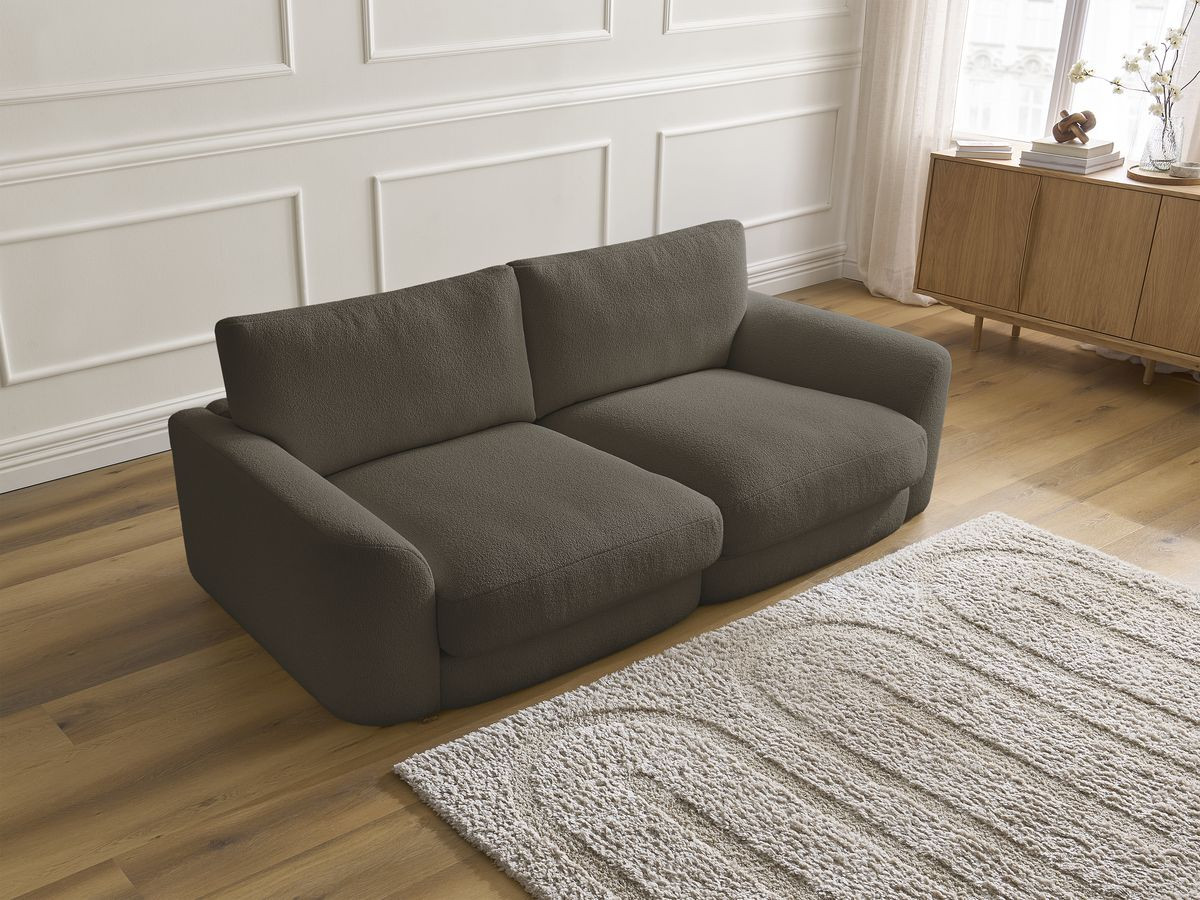 Bobochic Leonore Sofa 3-Sitzer Bouclé-Stoff Braun