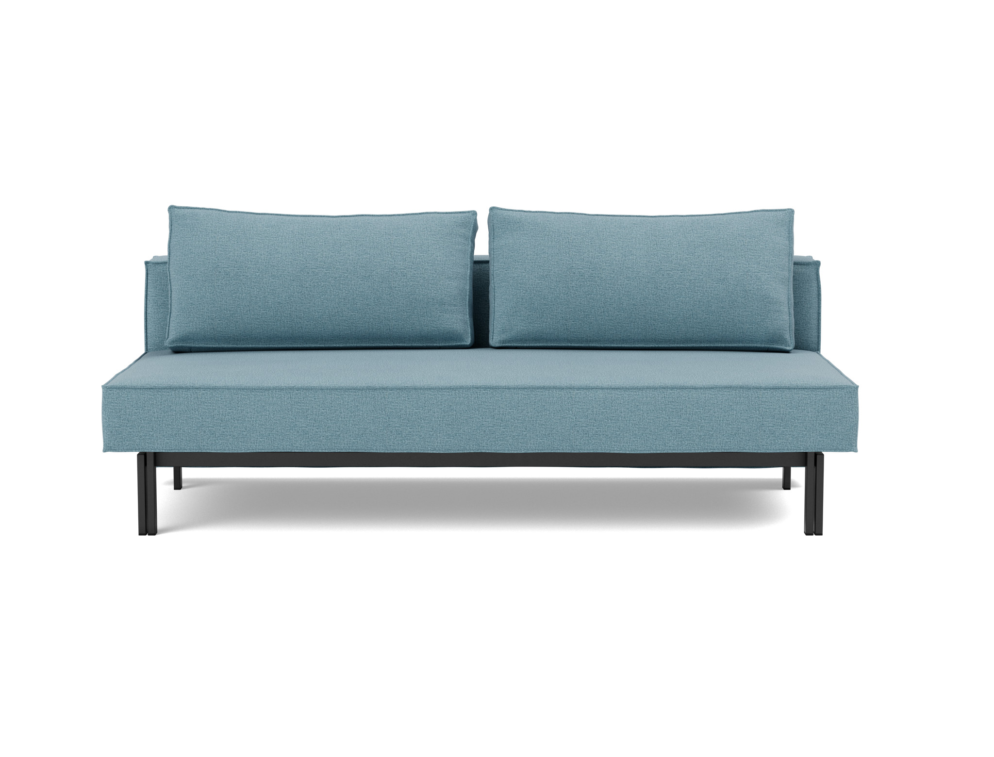 Schlafsofa Sly Flachgewebe Mixed Dance 525-Light-Blue Beine Schwarzes Metall