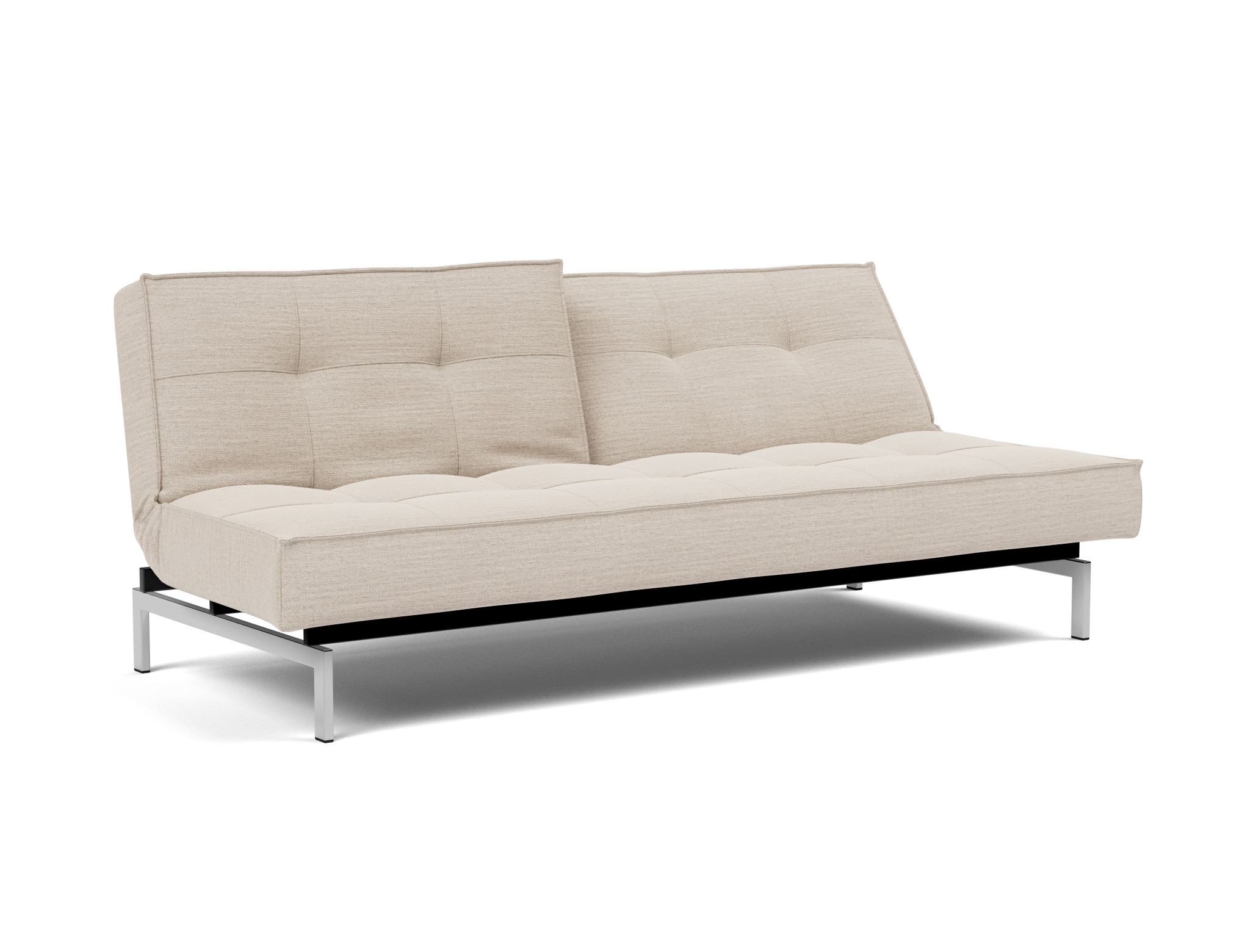 Schlafsofa Splitback Webstoff Blida 612-Sand-Grey Beine Chrom