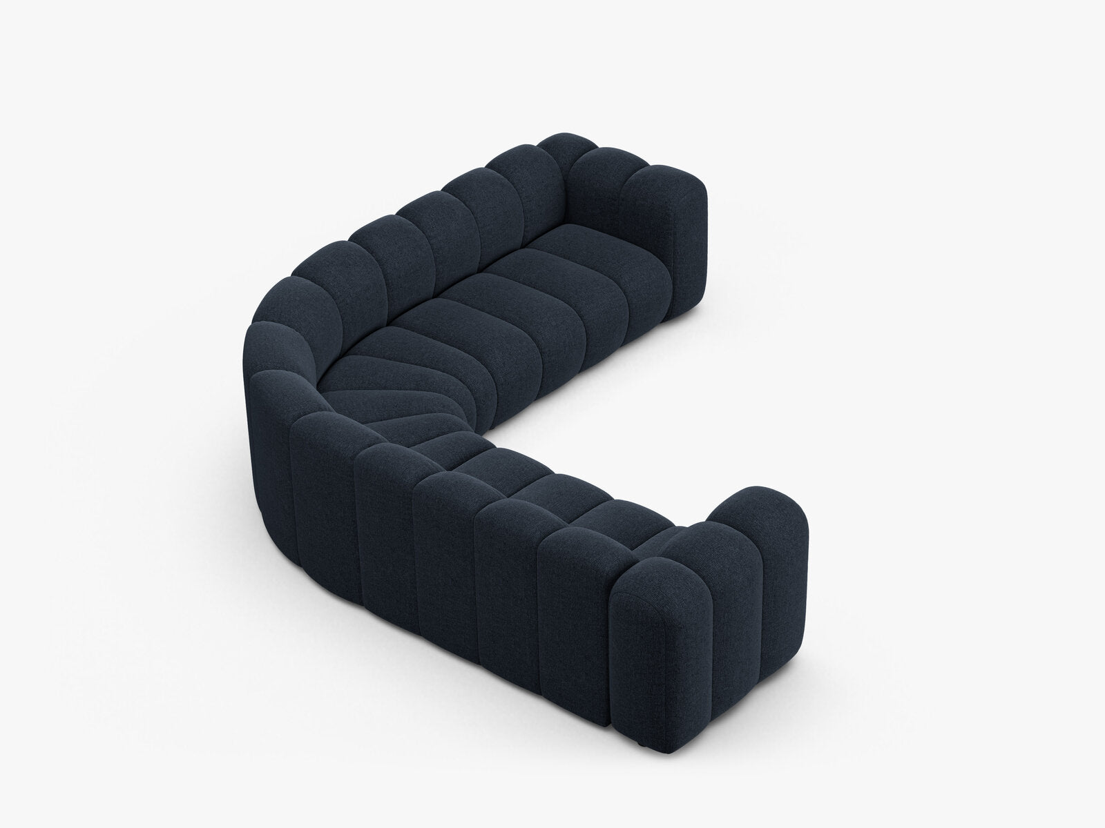 Micadoni symmetrisches Ecksofa Lupine 5-Sitzer mittelgroß Chenille Eden Marineblau