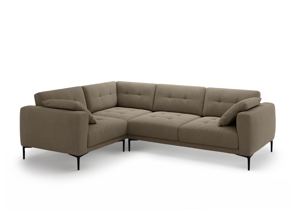 Cosmopolitan Design Ecksofa Lazio 4-Sitzer Samt Salvador Graubraun Links