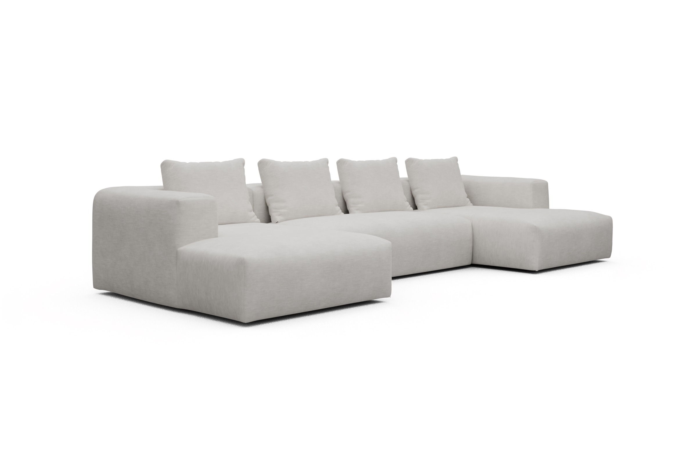 Wohnlandschaft Fred mit 2-Sitzer und Chaiselongue beidseitig Vivus-Dusty-Off-White