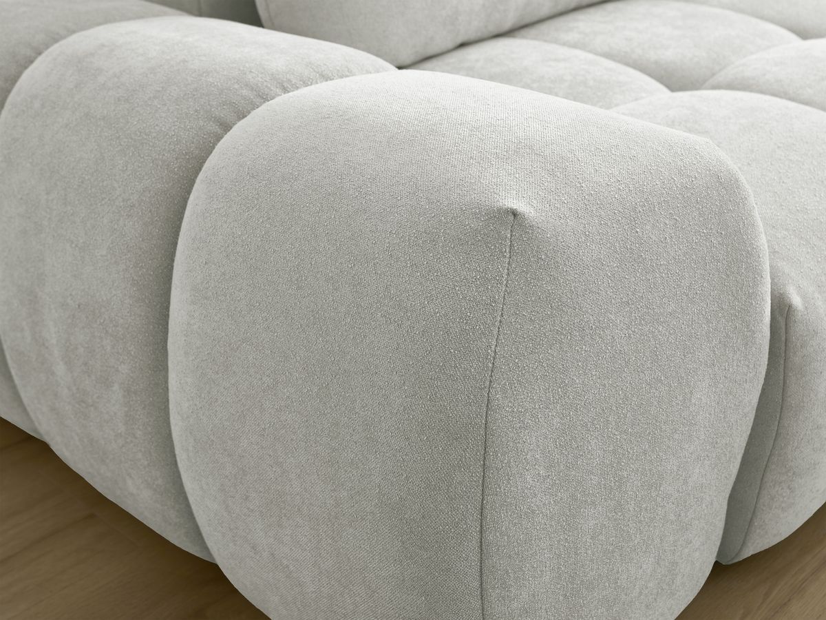Bobochic Everest Schlafsofa 3-Sitzer mit Bettkasten, 2 Kissen Strukturstoff Hellgrau