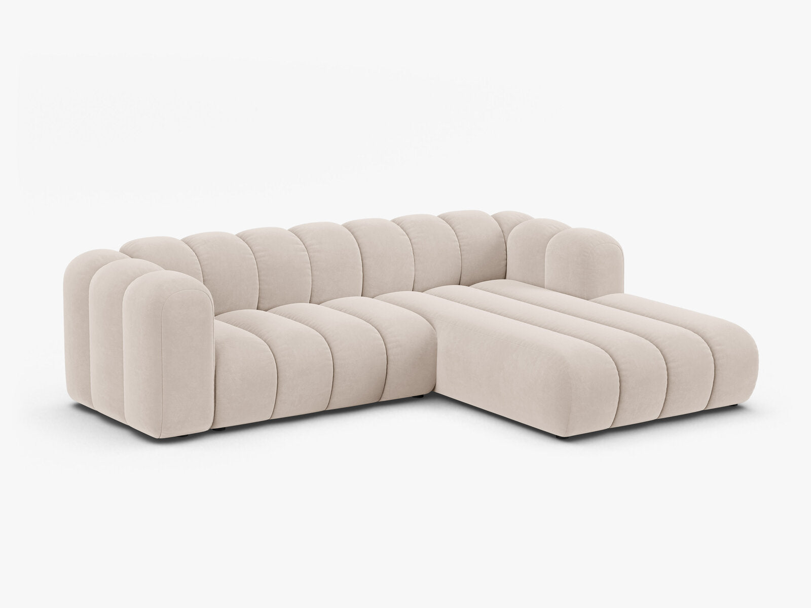 Micadoni Modulares Ecksofa Lupine 4-Sitzer mittelgroß Rechts Samt Venus Helles Beige